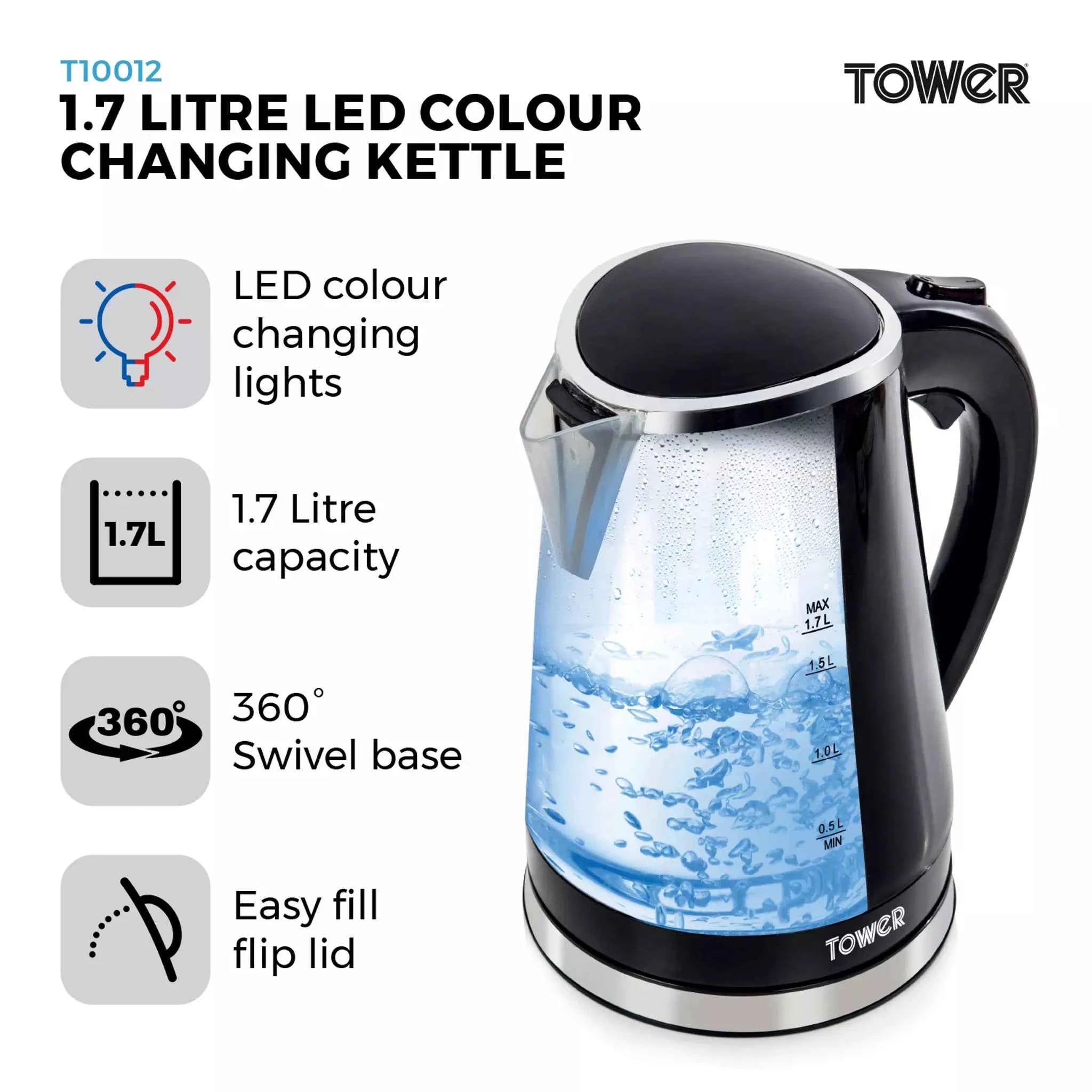 Tower LED Colour Changing Kettle