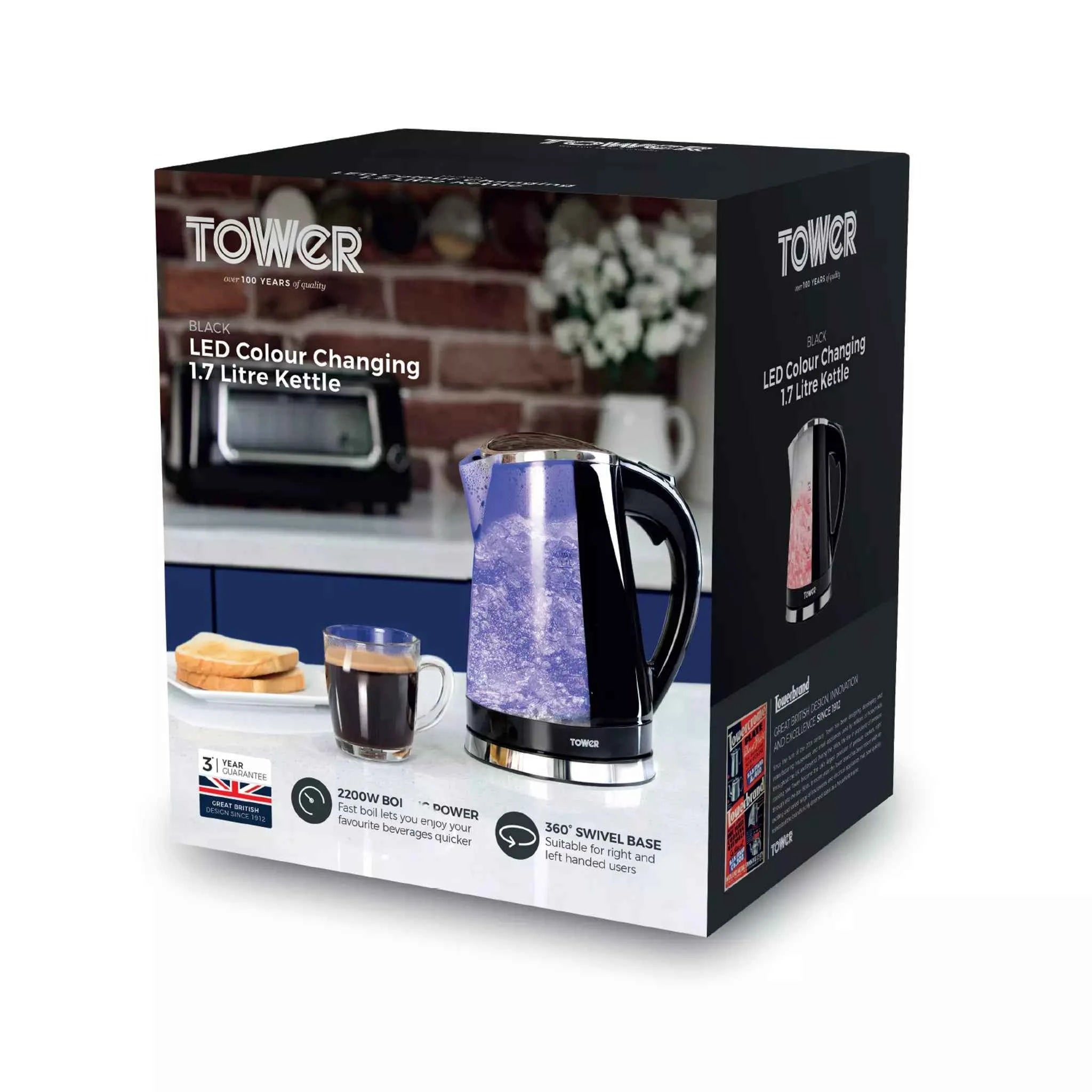 Tower LED Colour Changing Kettle