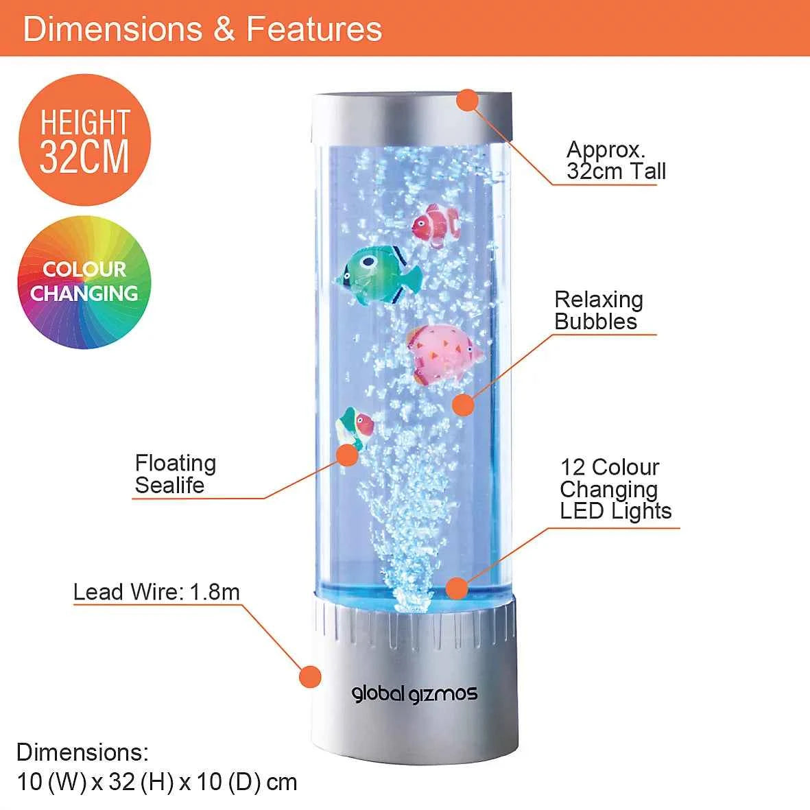 Global Gizmos Tropical Fish Desk Bubble Lamp