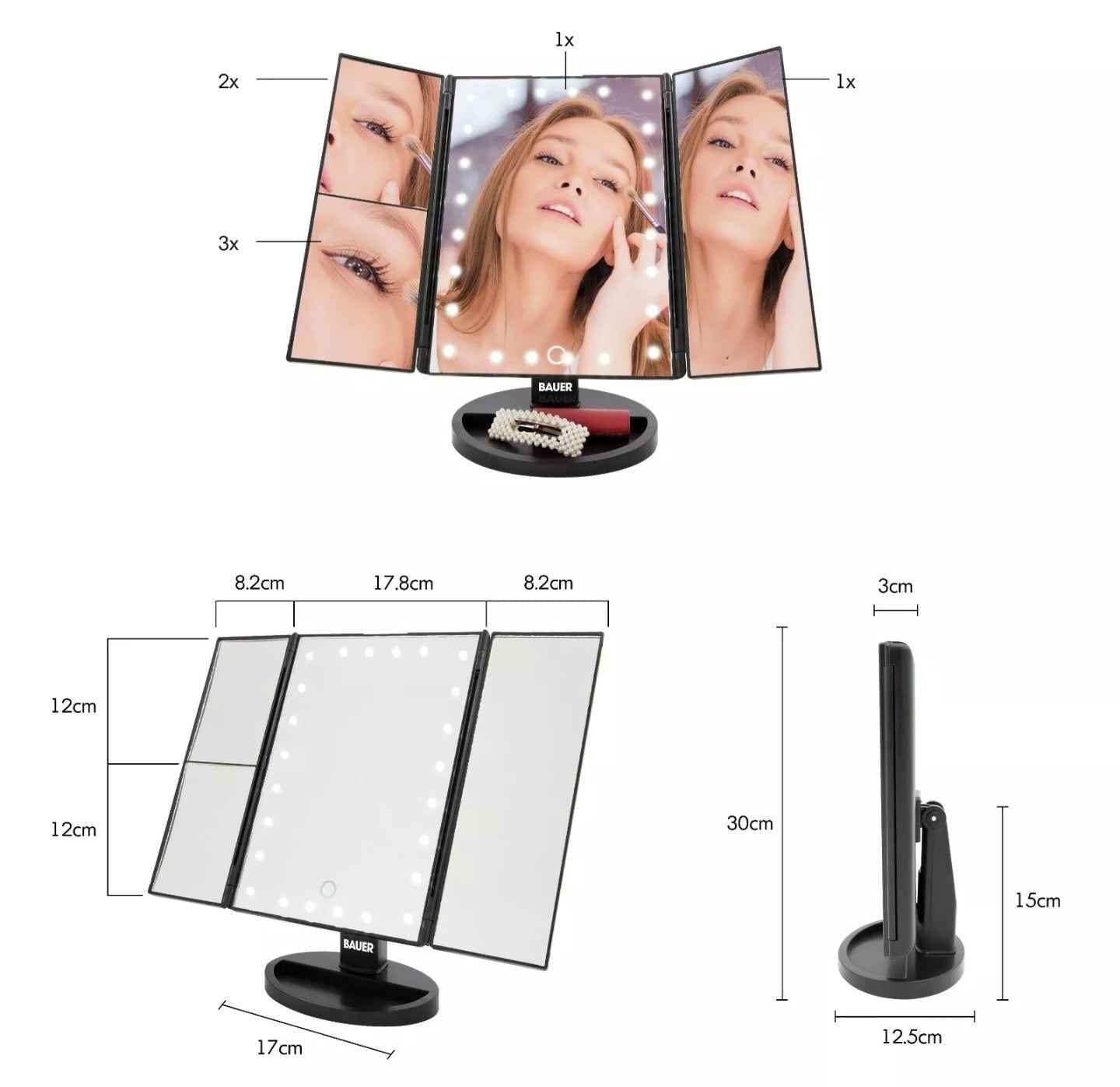 Bauer Pro LED Foldable Mirror
