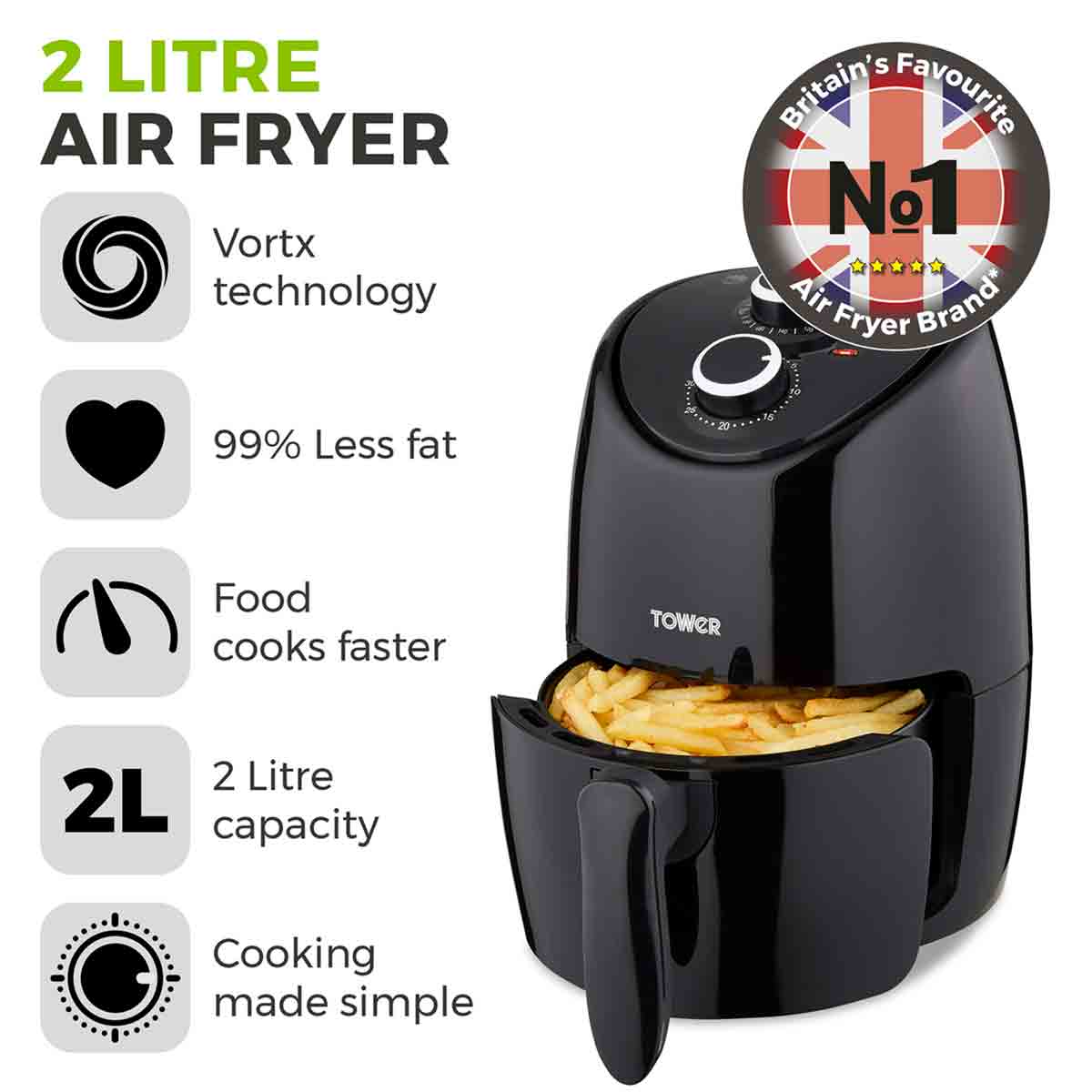 Tower Vortx 2L Air Fryer - Amoxdigi