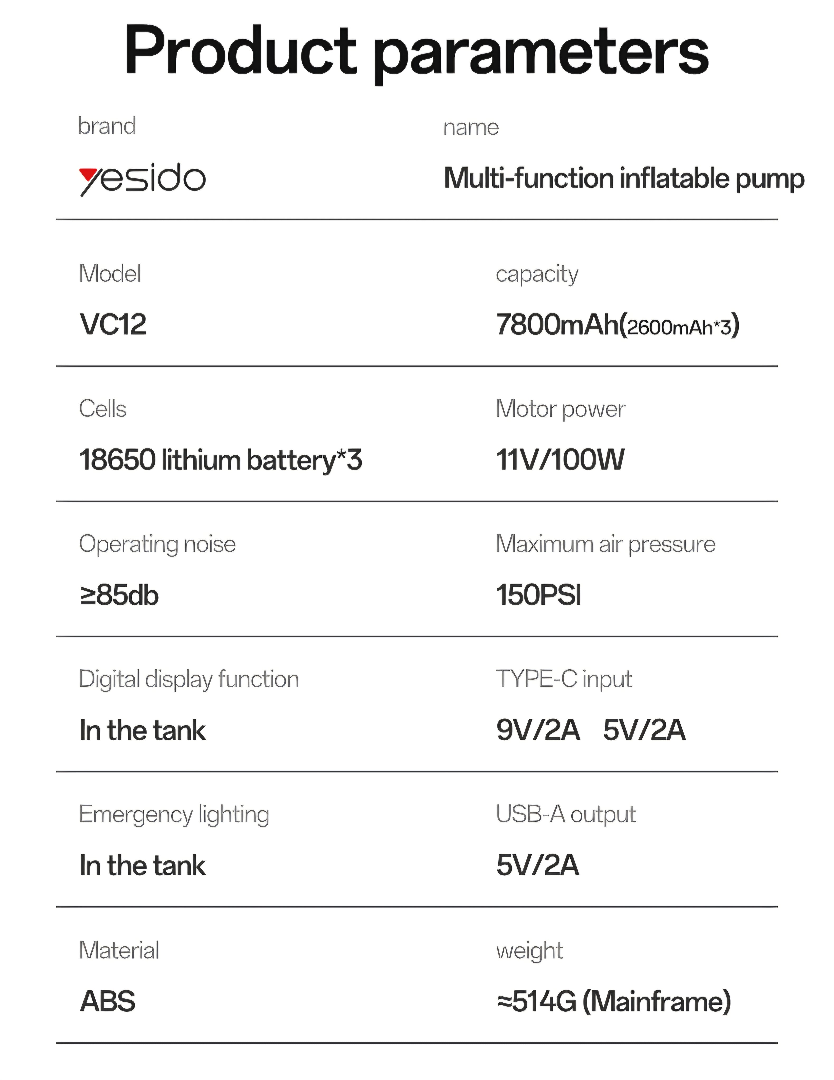 Yesido Cordless Air Tyre Inflator
