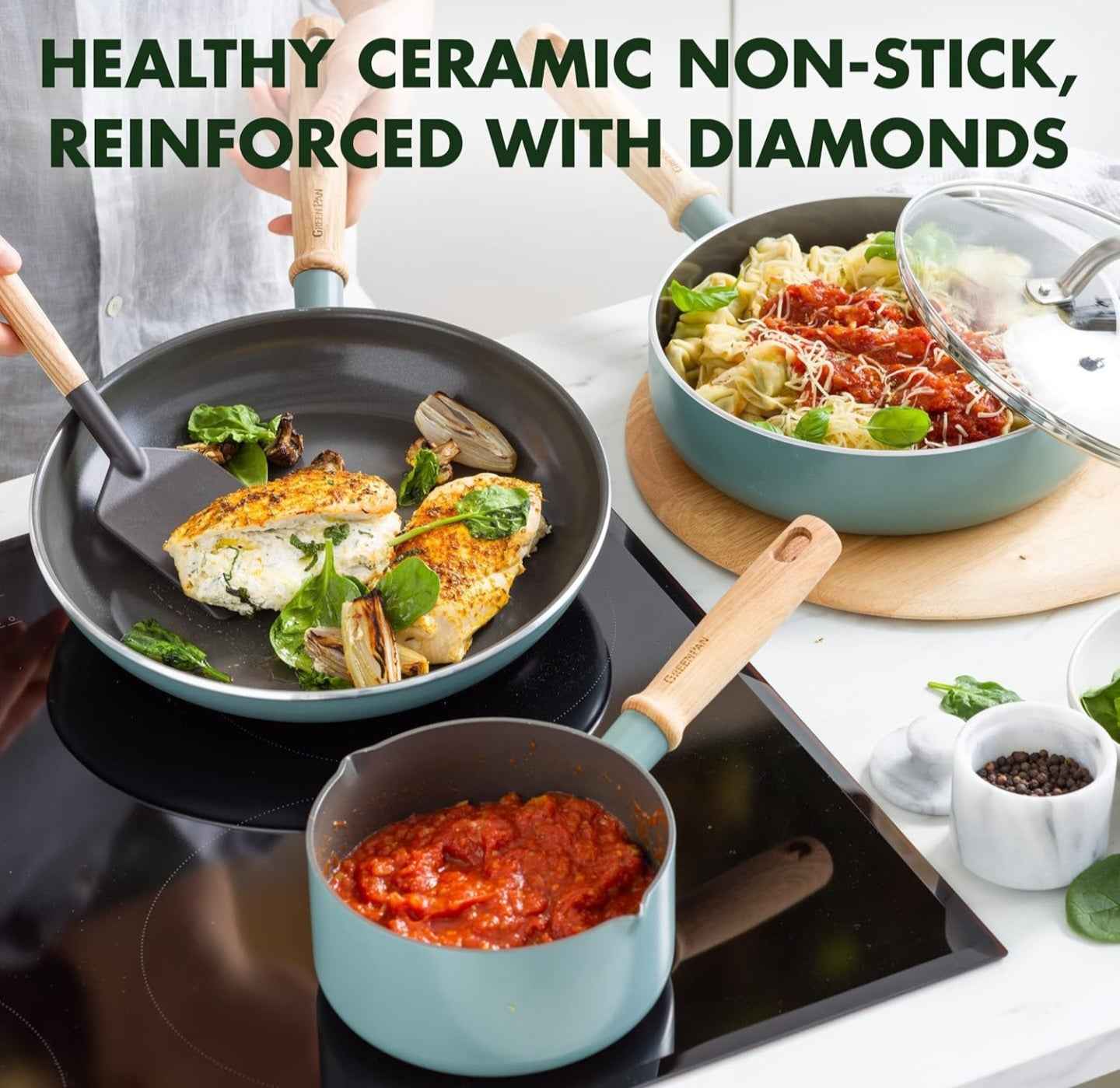 The Original Green Pan Non Stick 9 Piece Cookware Set