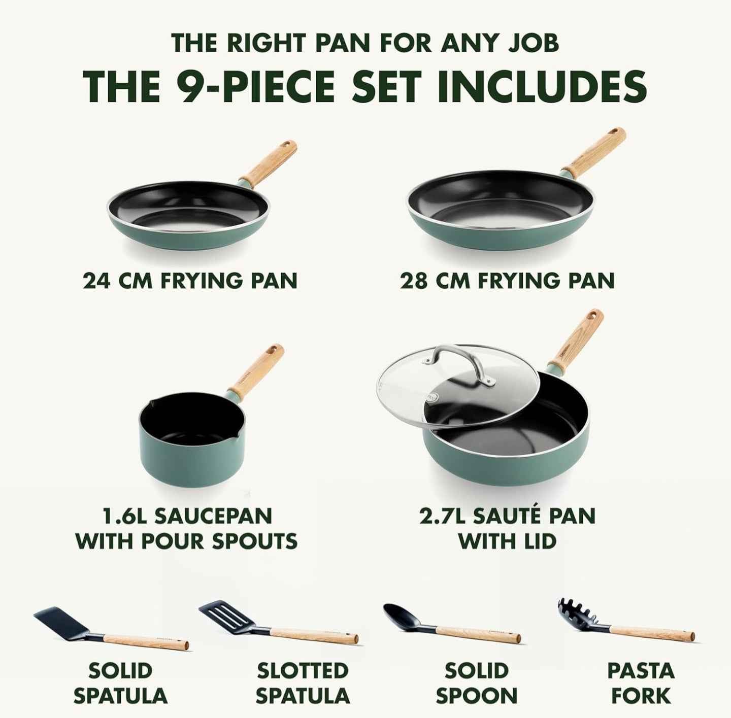 The Original Green Pan Non Stick 9 Piece Cookware Set