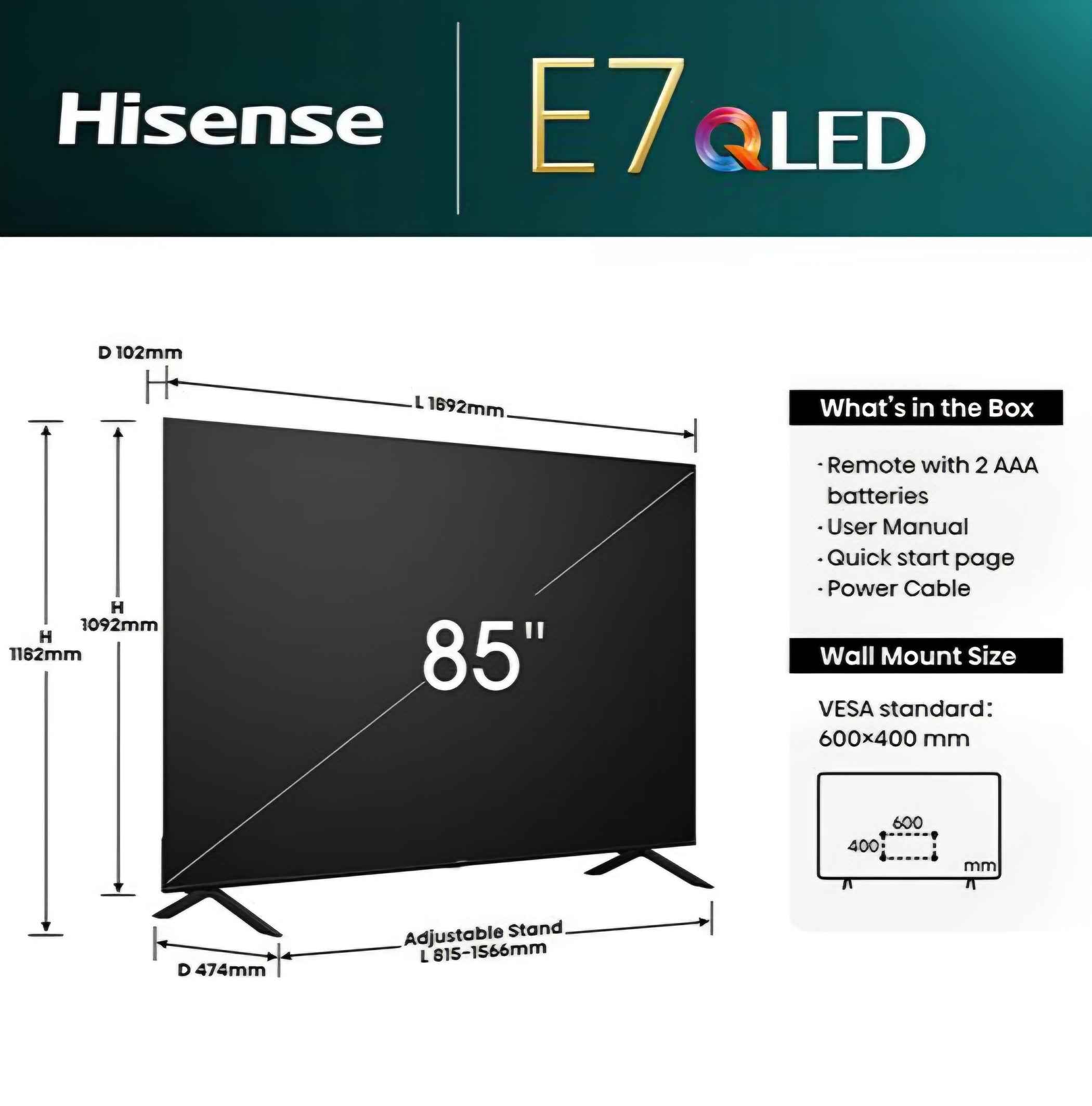 Hisense 85" Smart 4K Ultra HD Qled TV WIth Amazon Alexa