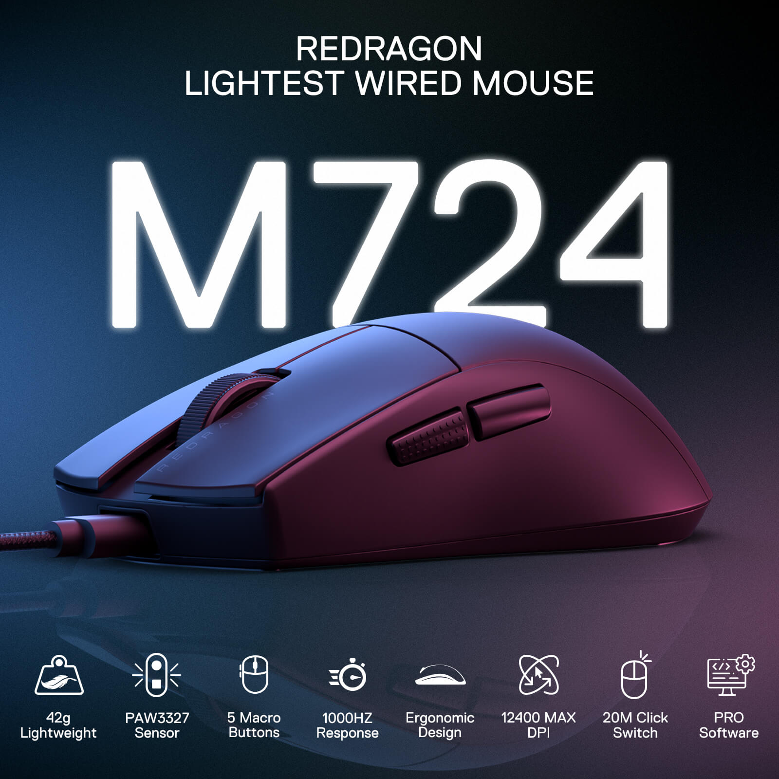 Redragon M724 1k HZ Wired Gaming Mouse