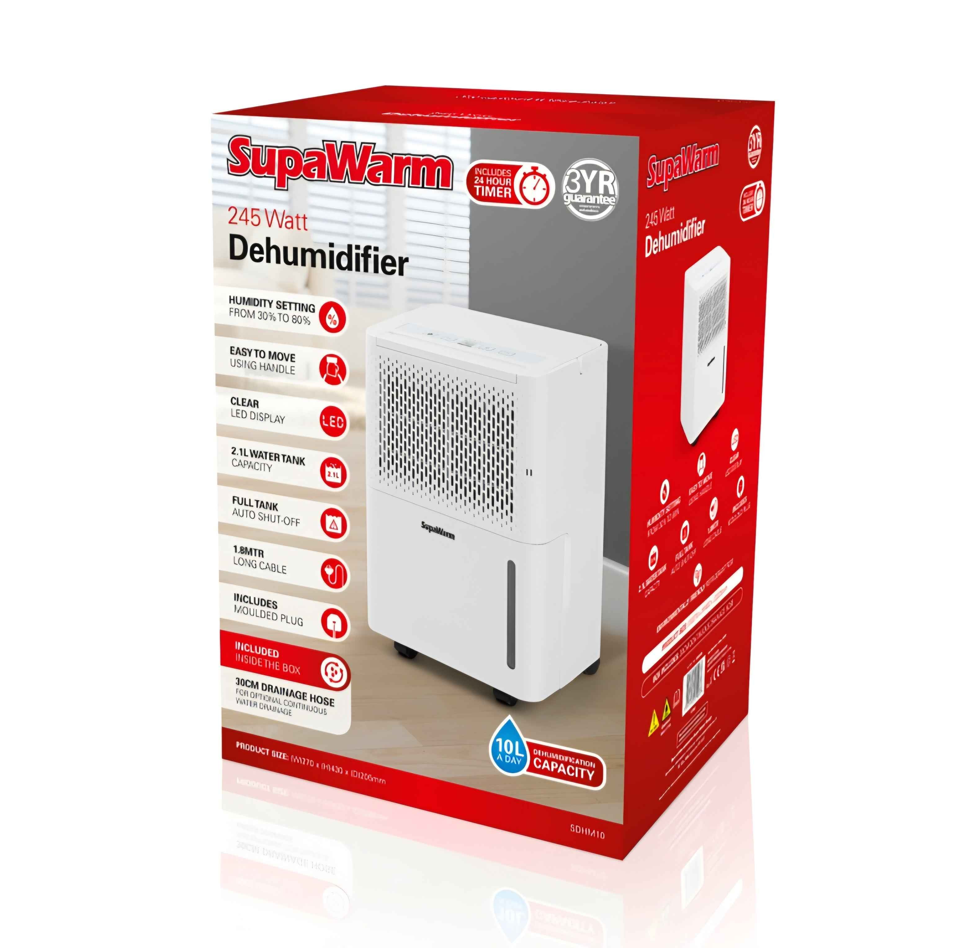 SupaWarm Dehumidifier 10L Per Day