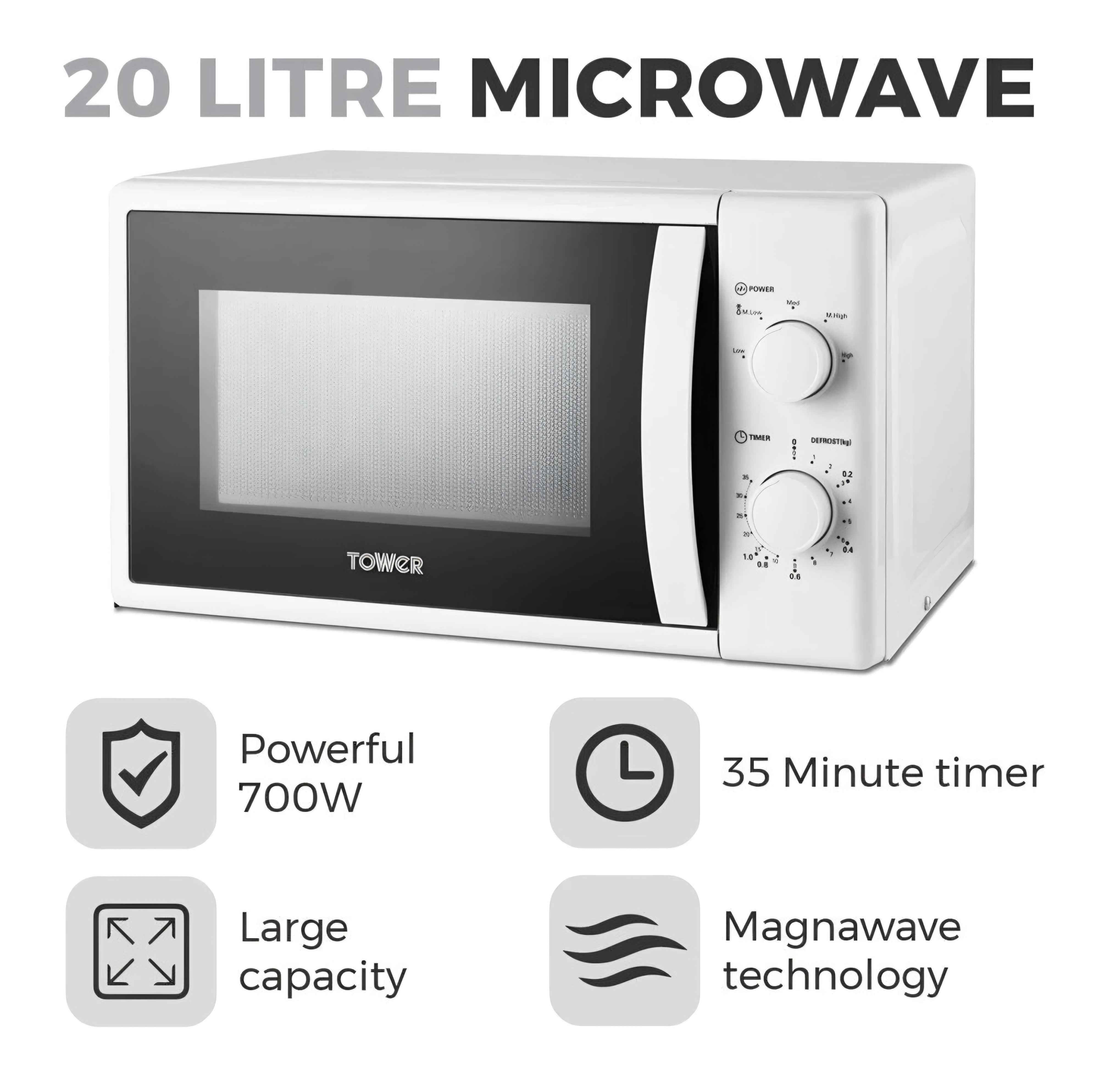 Tower 20L Manual Microwave