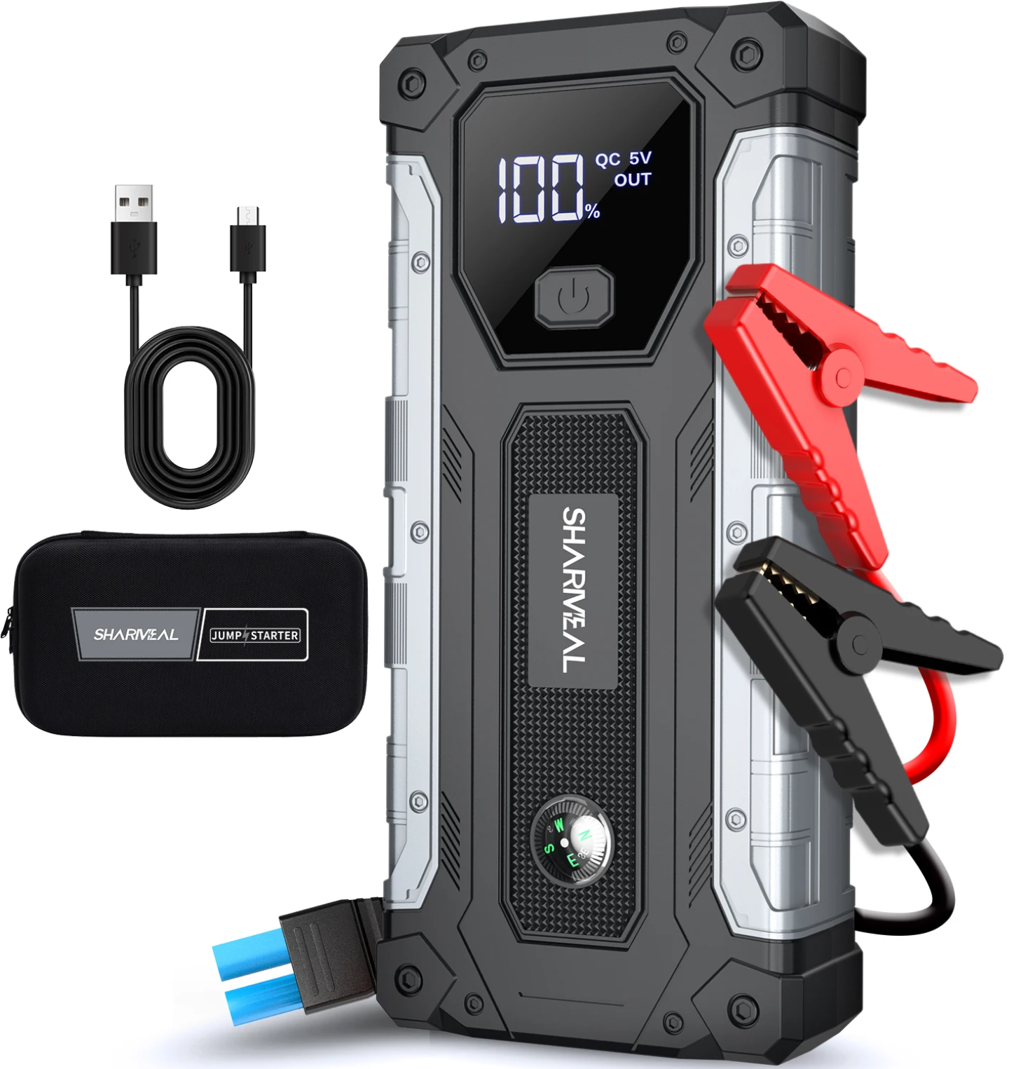 Sharmeal Car Jump Starter Pack 9L Gas 8L Diesel