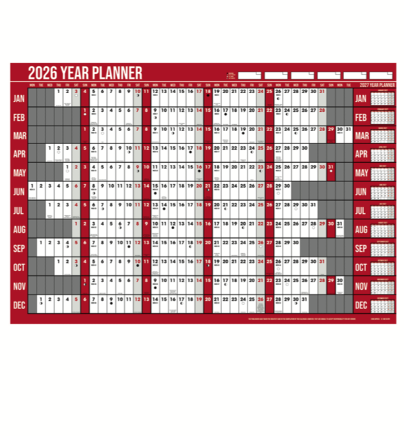 Commercial Yearly Wall Planner