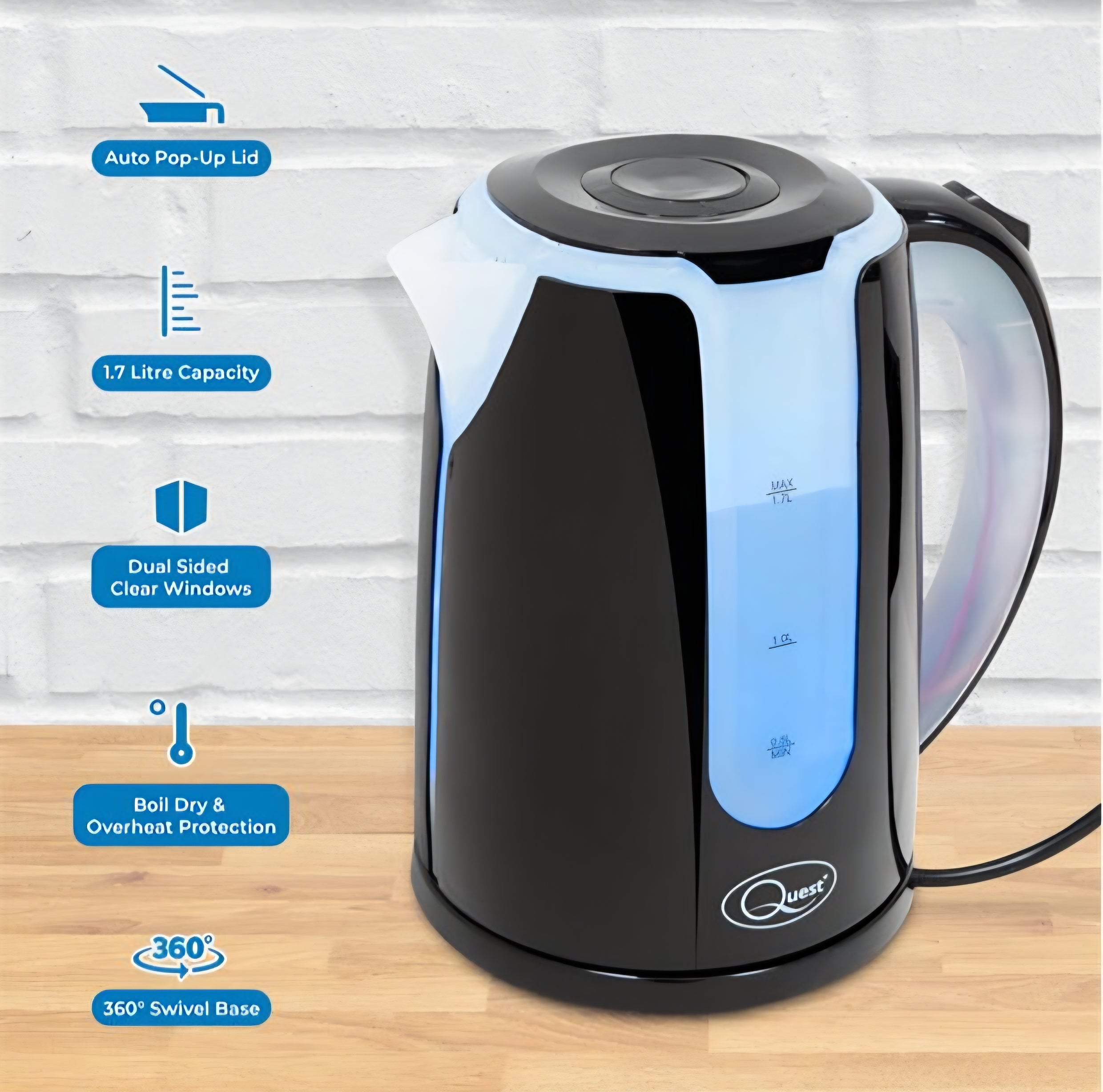 Quest 1.7L Dual LED Illuminated Kettle