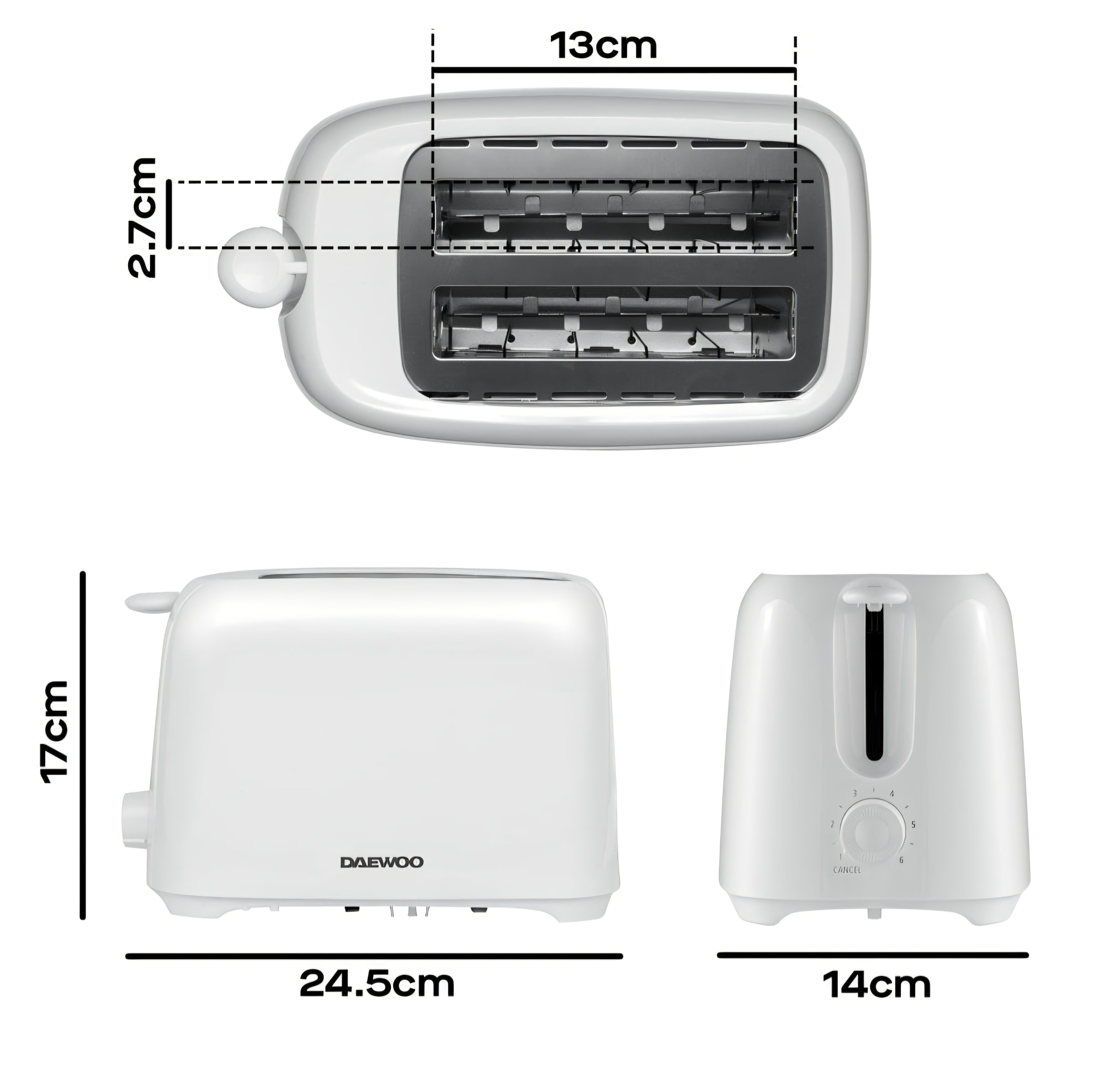 Daewoo Essentials 2 Slice Toaster