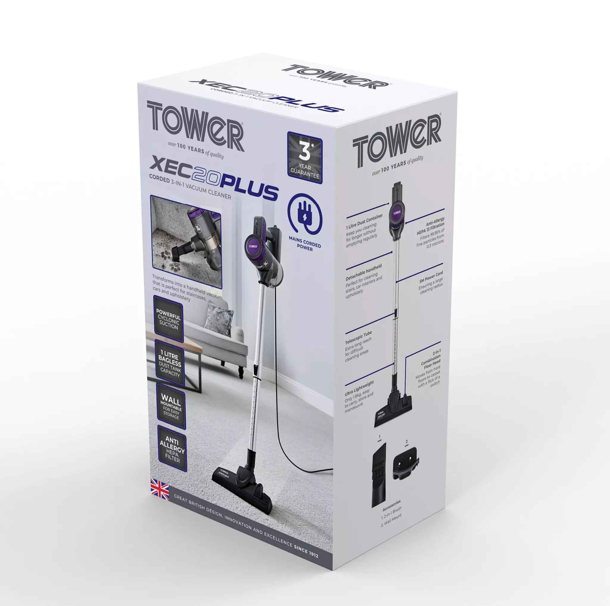 Tower XEC20 Plus 3 in 1 Corded Pole Vacuum