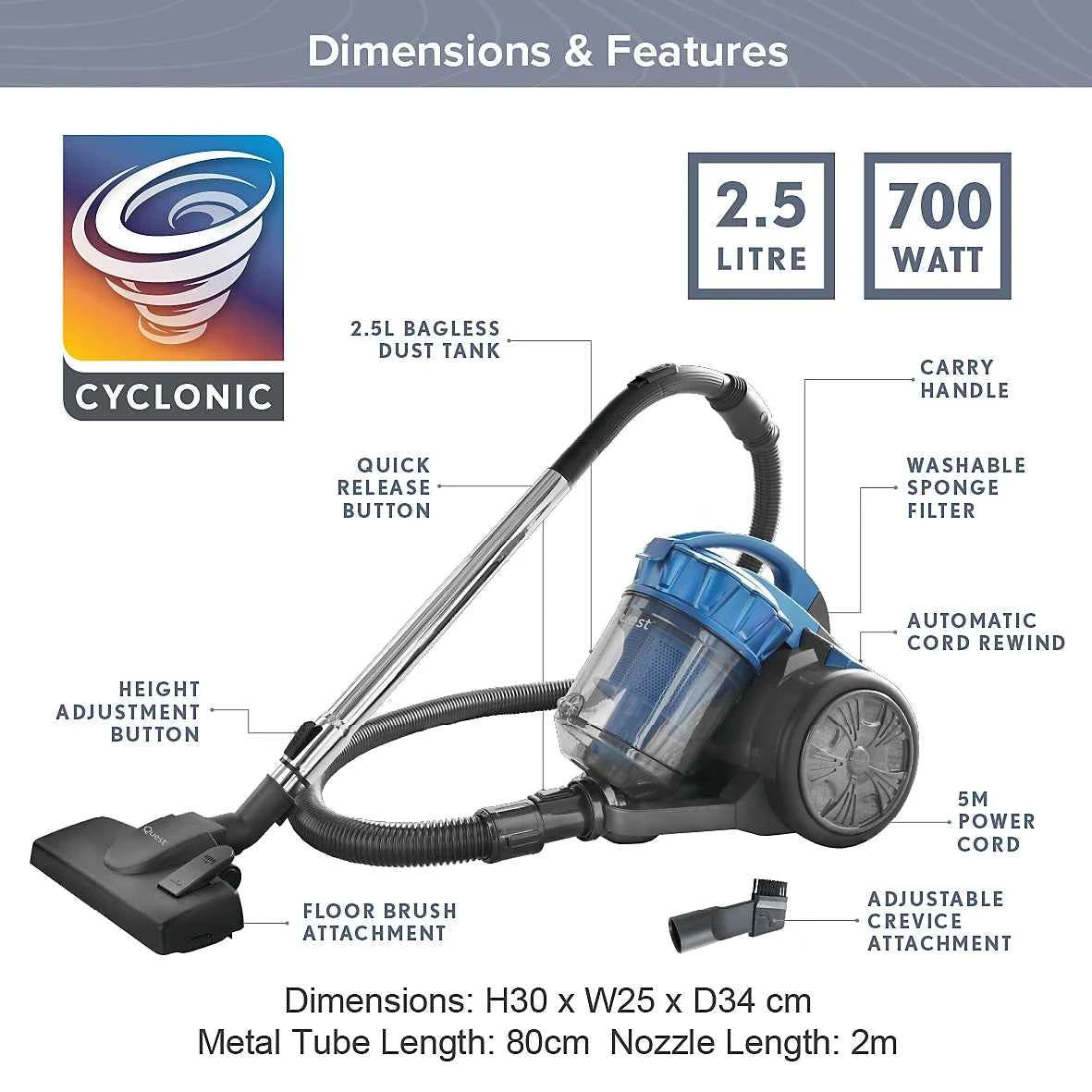 Quest Multi-Cyclonic Vacuum Cleaner
