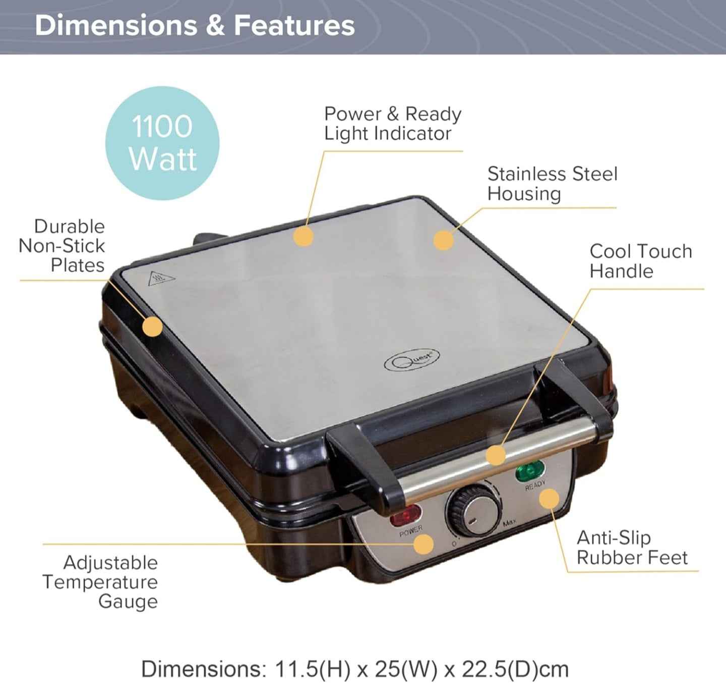 Quest 4 Slice Deep Fill Waffle Maker