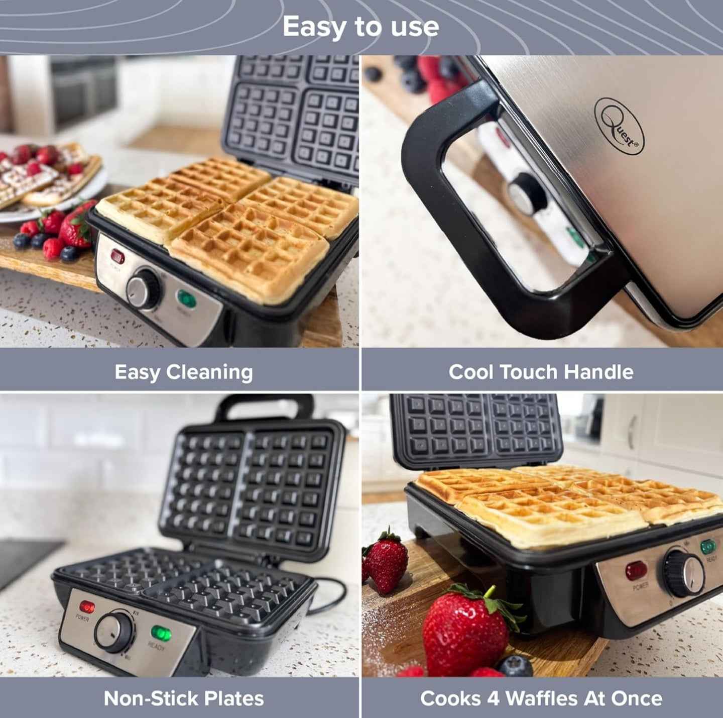 Quest 4 Slice Deep Fill Waffle Maker