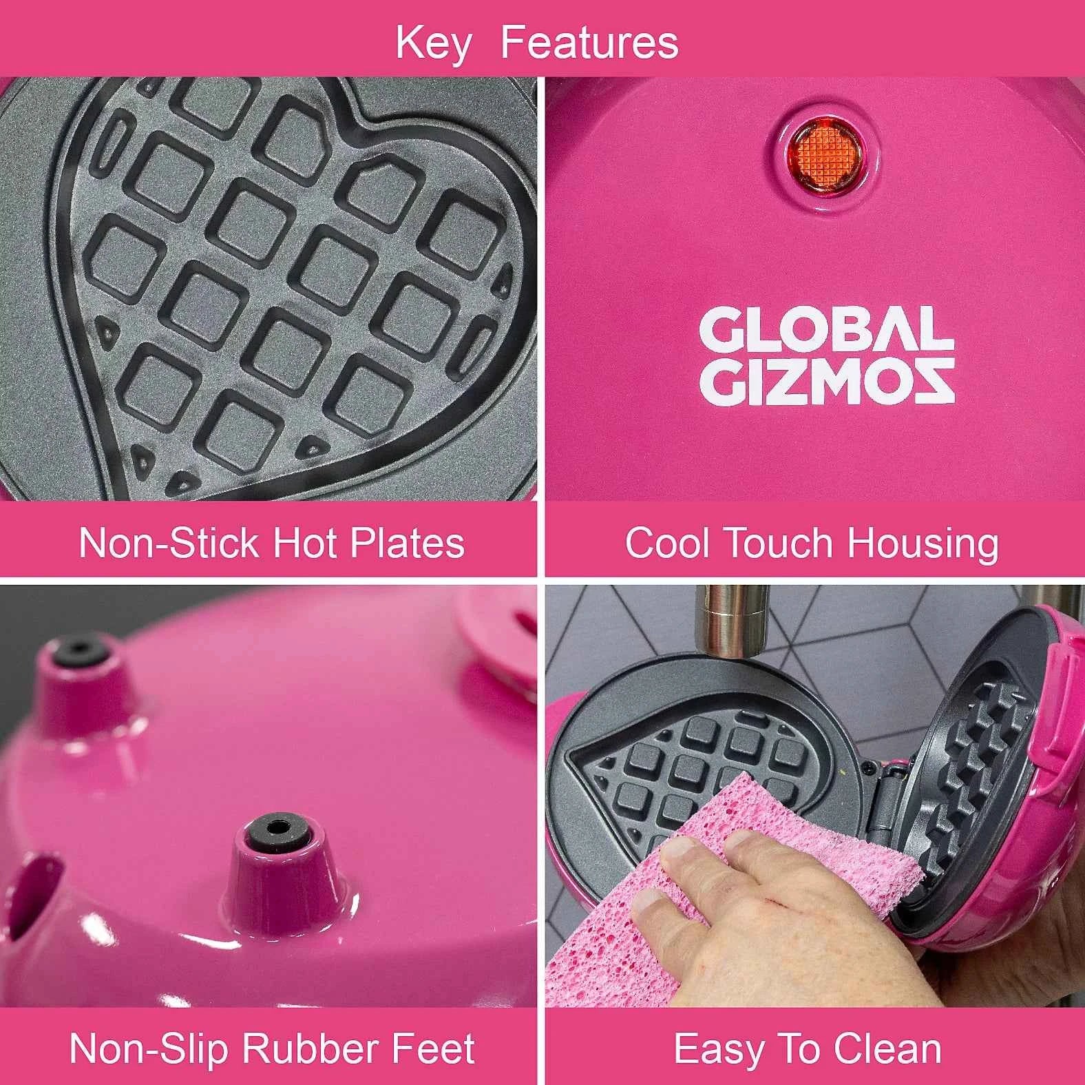Global Gizmos Mini Heart Waffle Maker