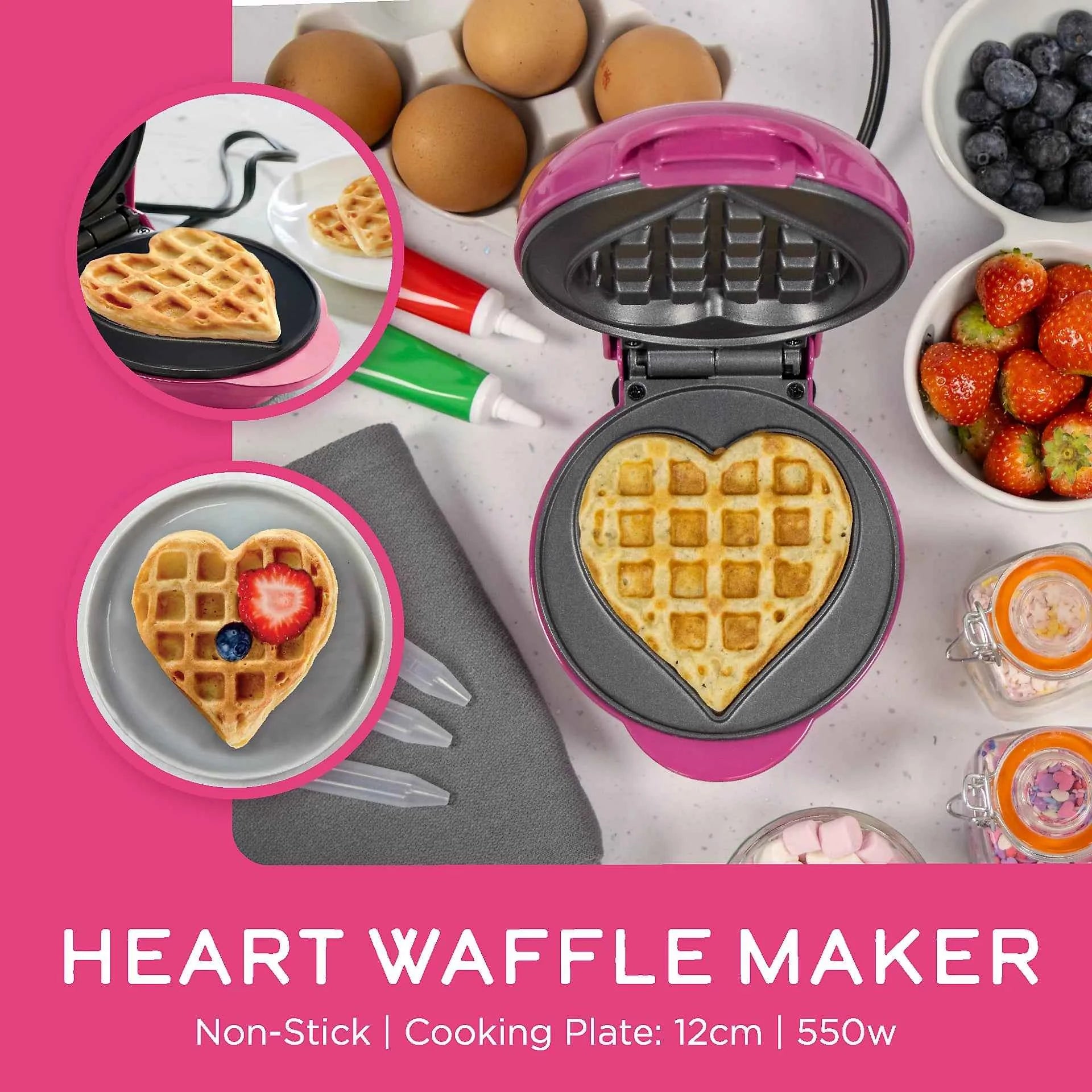 Global Gizmos Mini Heart Waffle Maker