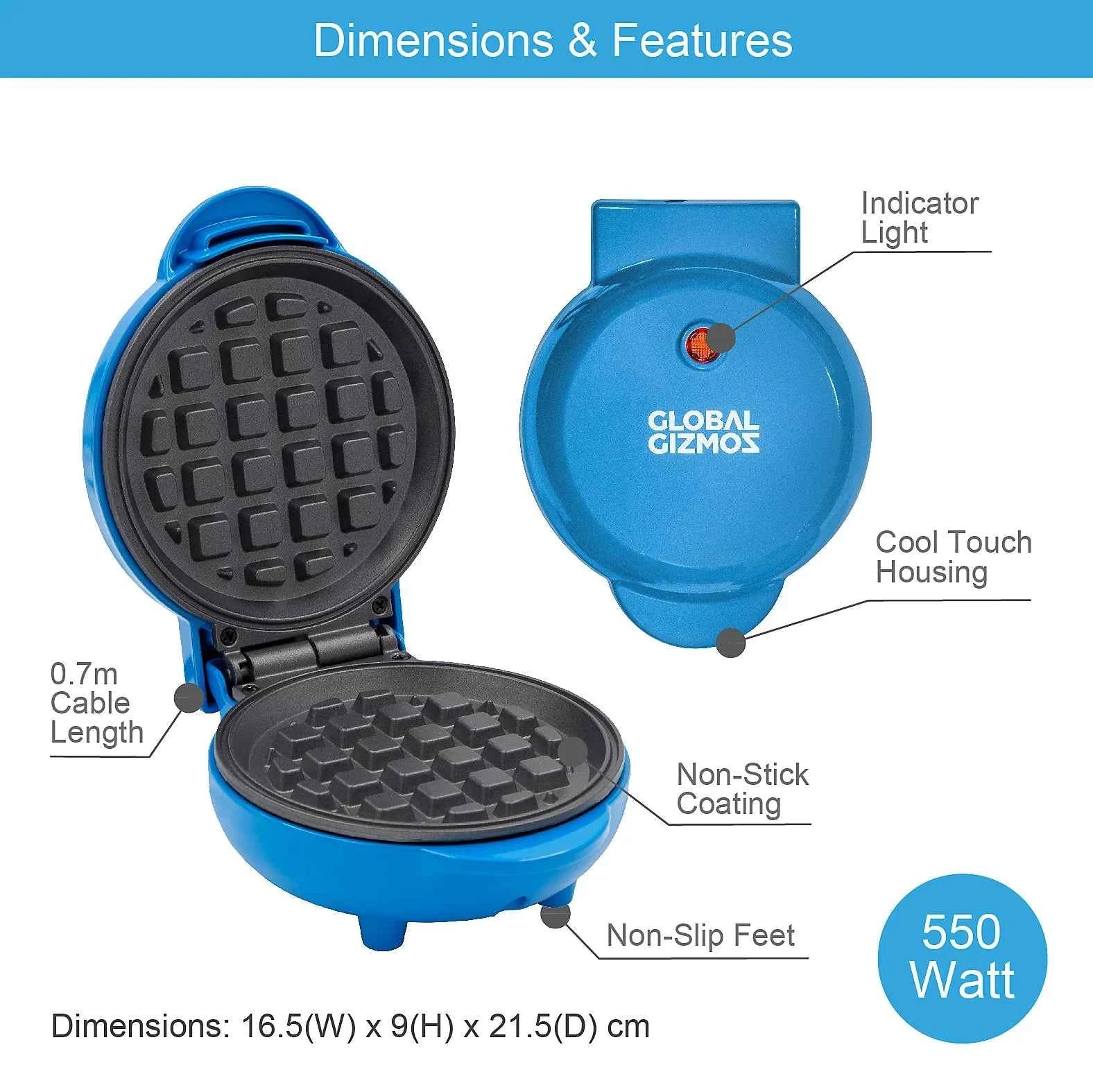 Global Gizmos Mini Waffle Maker