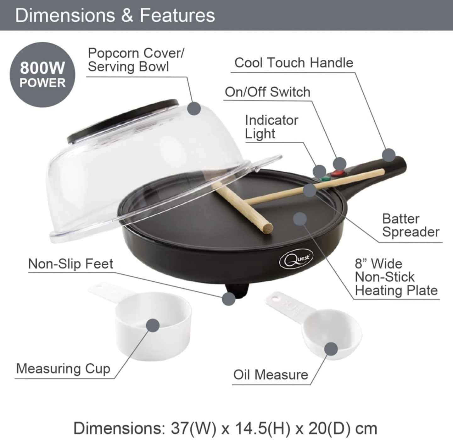 Quest 2 In 1 Popcorn And Crepe Maker
