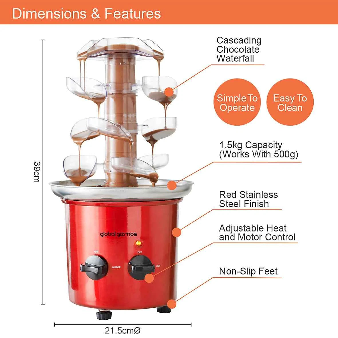 Global Gizmos Cascading Chocolate Fountain