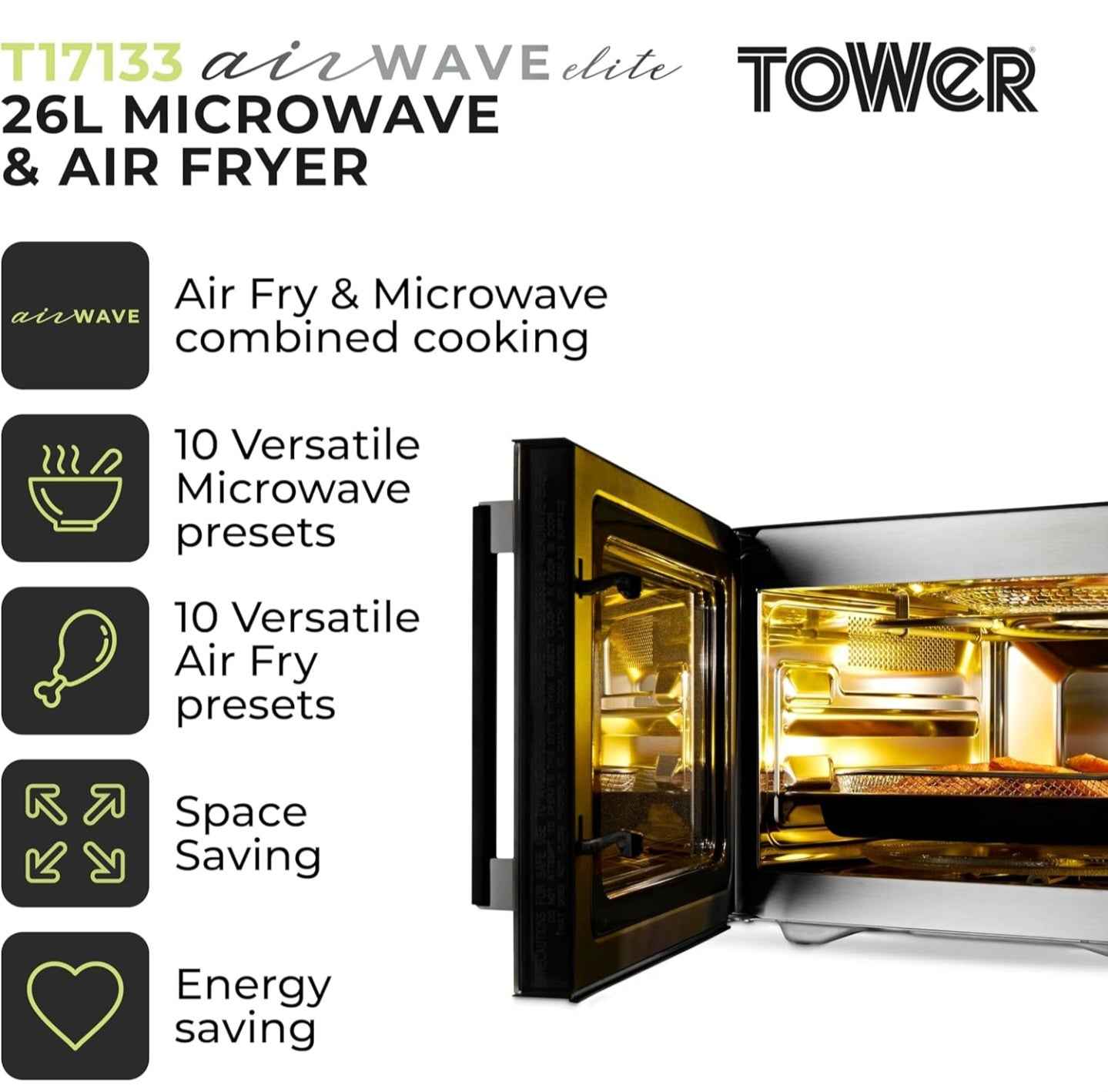 Tower AirWave Pro 2 in 1 Air Fryer And Microwave