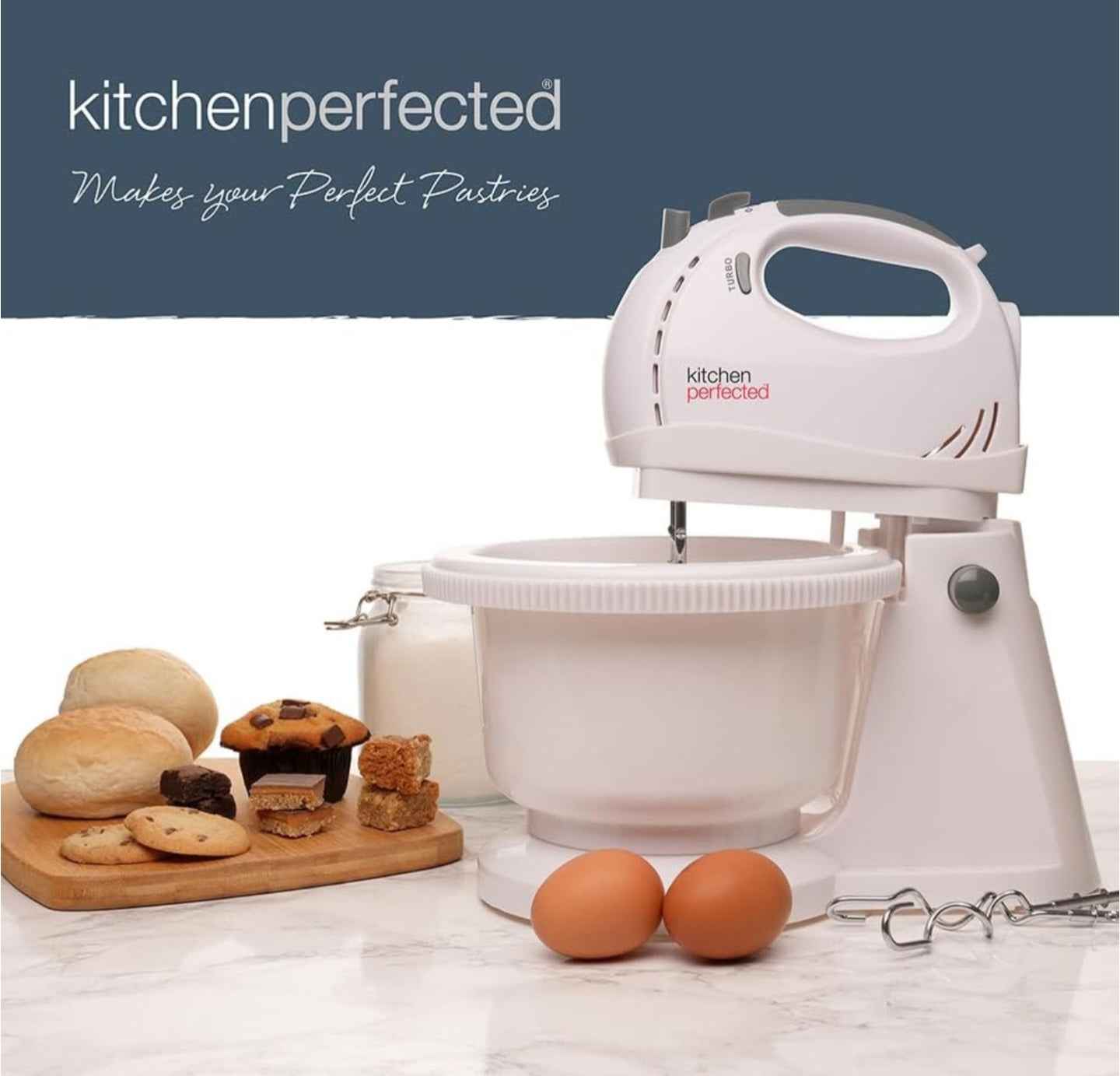 Kitchen Perfected Hand Mixer With 2ltr Rotaating Bowl