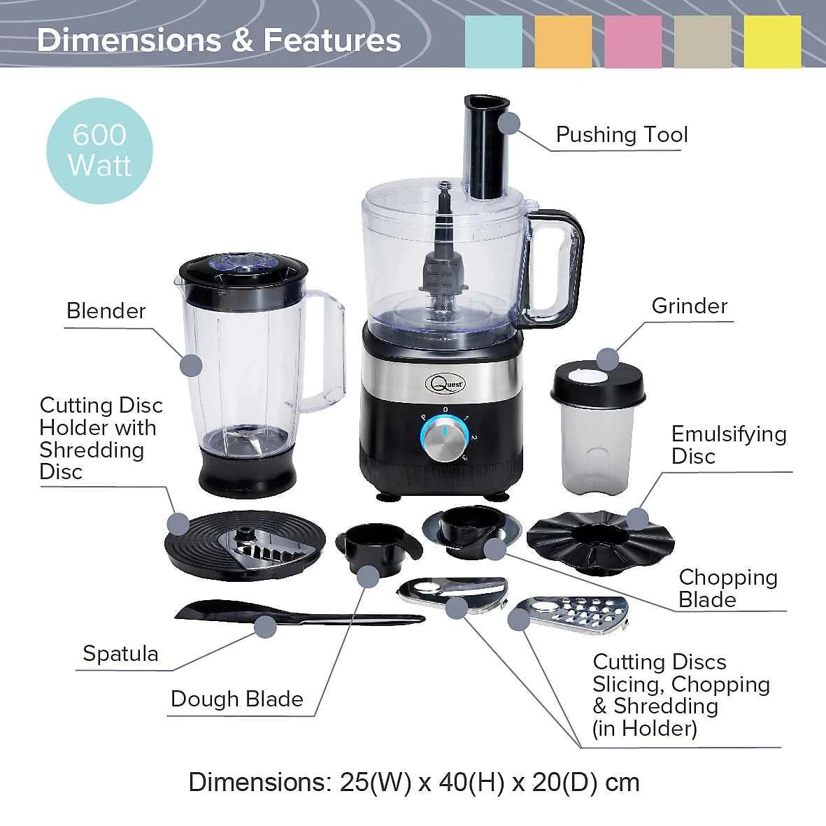 Quest 6 in 1 Multifunctional Food Processor