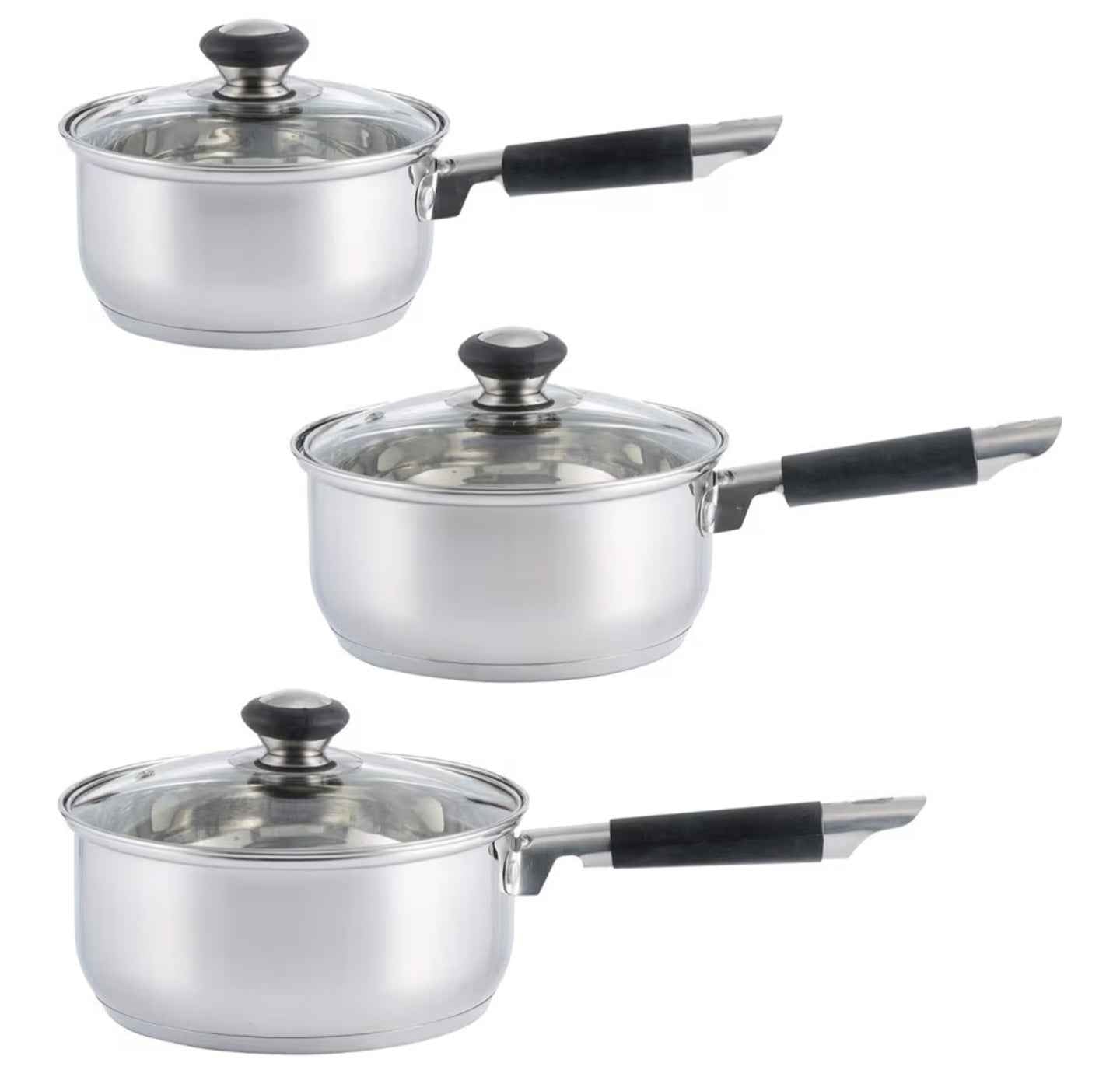 Viners Everyday 3 Piece Sauce Pan Set With Glass Lids
