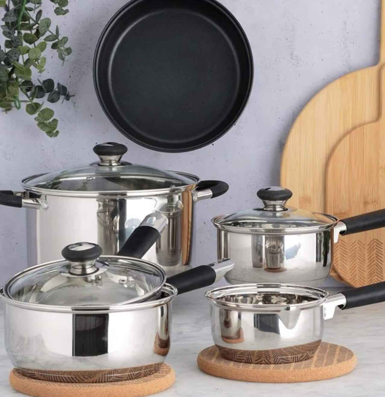 Viners Everyday 3 Piece Sauce Pan Set With Glass Lids