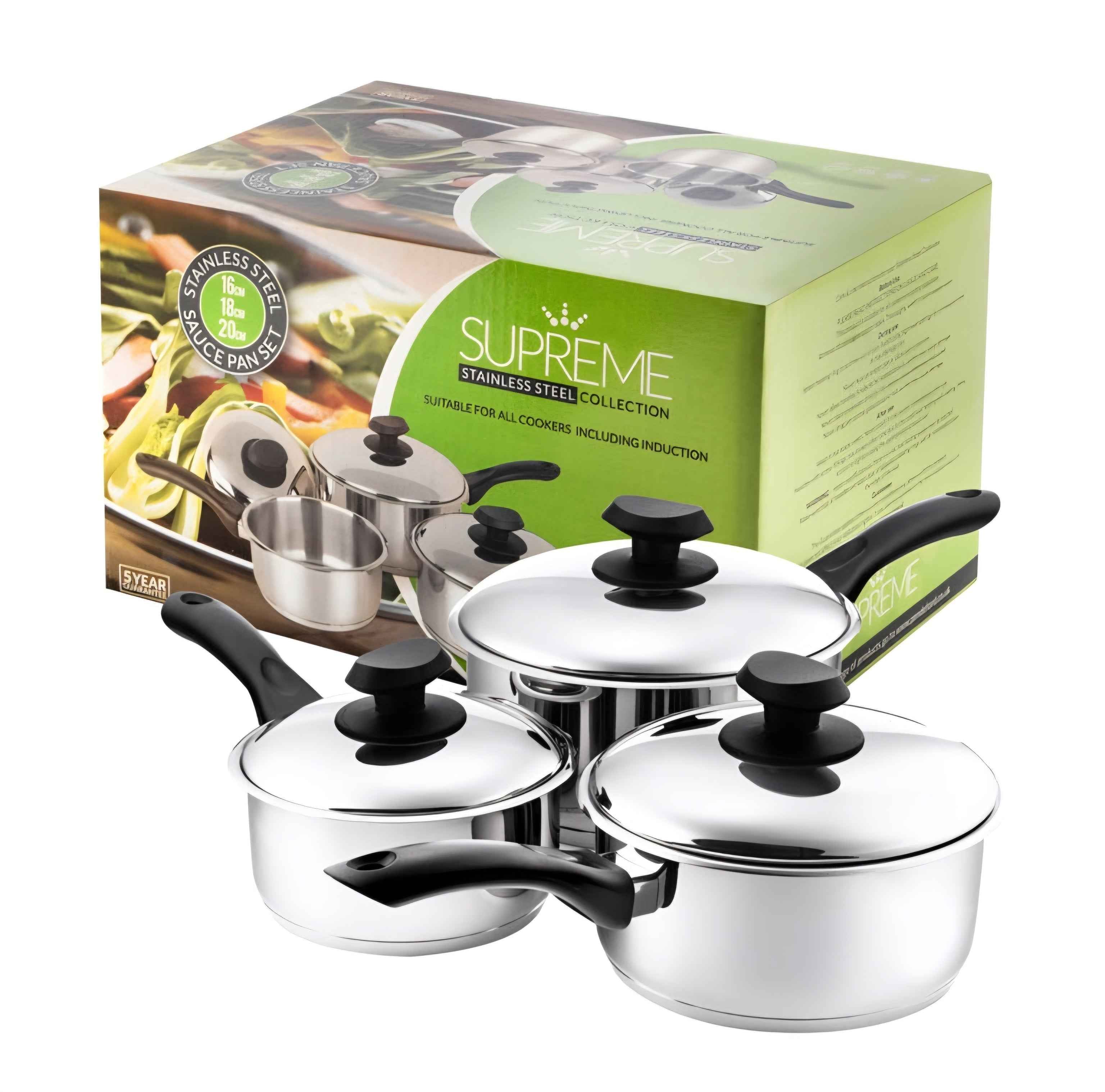 Pendeford Stainless 3 Piece Sauce Pan Set