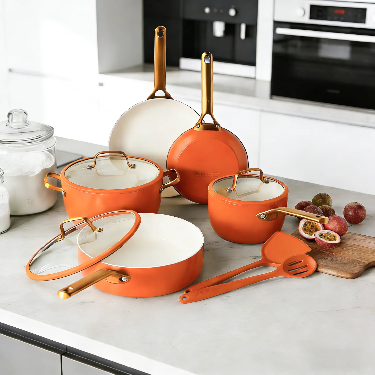 Aurelia 10 Piece Gold Handle Cookware Set