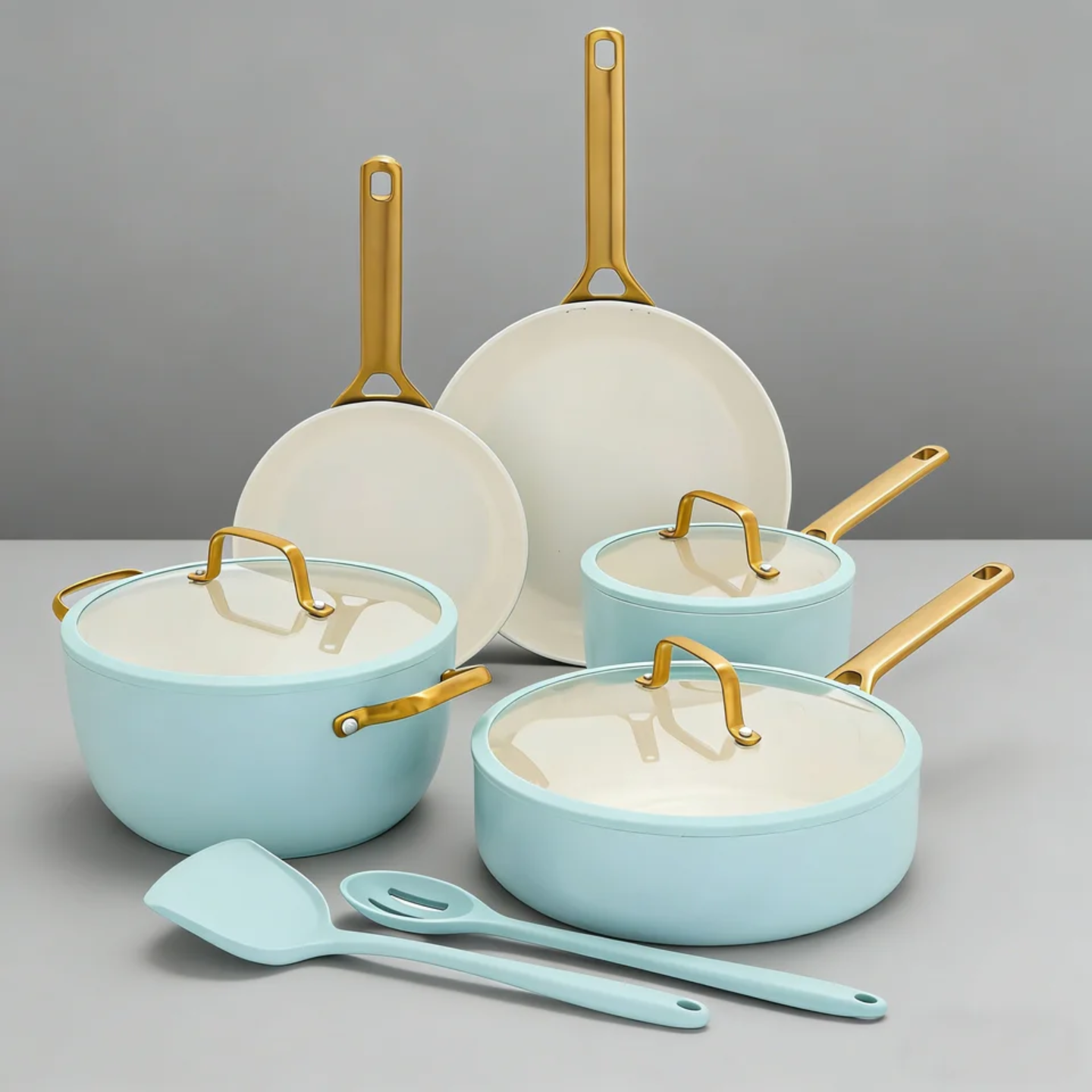 Aurelia 10 Piece Gold Handle Cookware Set