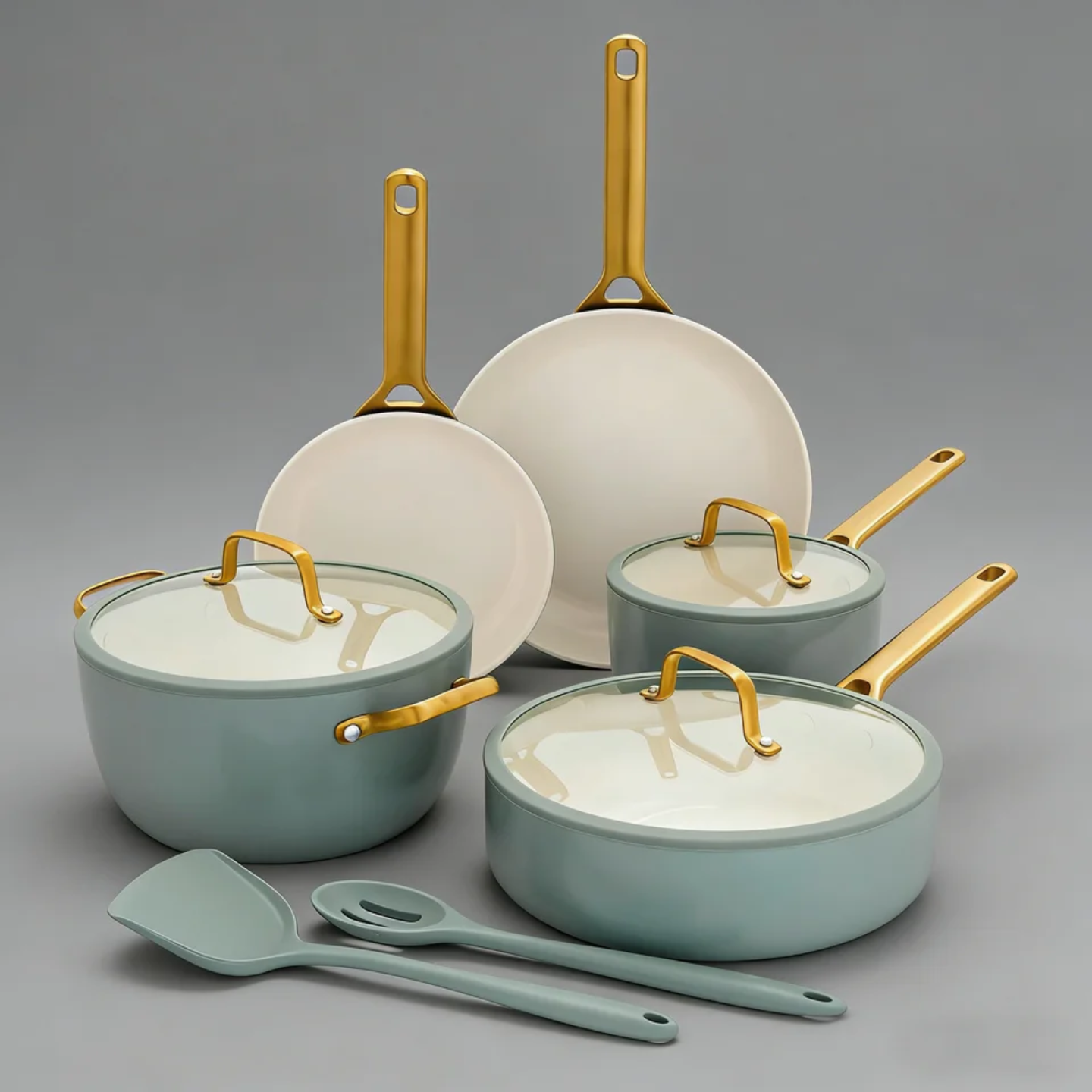 Aurelia 10 Piece Gold Handle Cookware Set