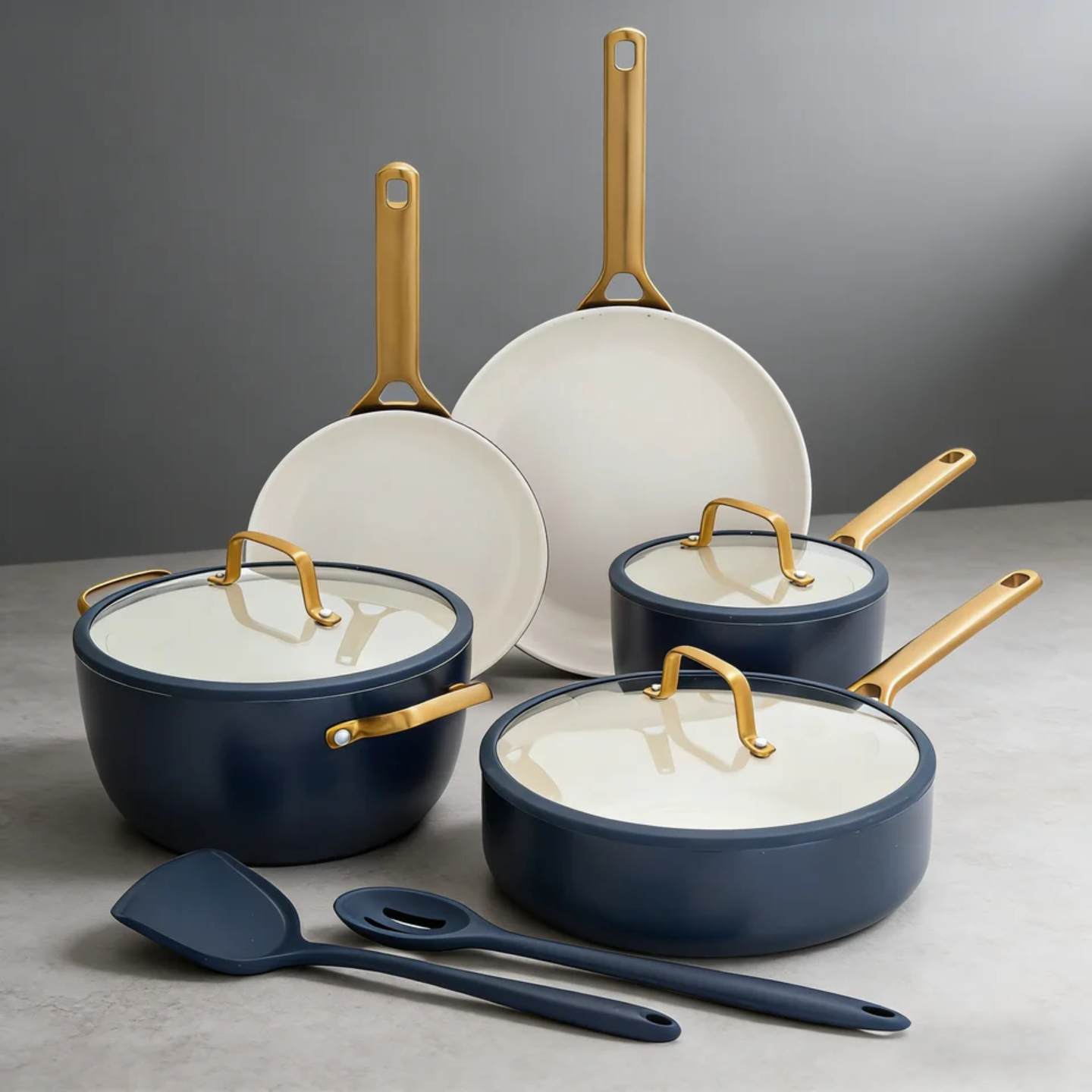 Aurelia 10 Piece Gold Handle Cookware Set