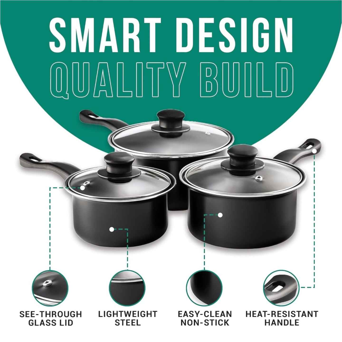 Pendeford First Choice Non-Stick Sauce Pan Set