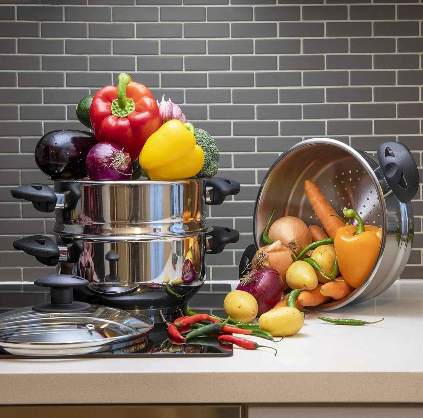 Pendeford Stainless Steel Collection 3 Tier Steamer