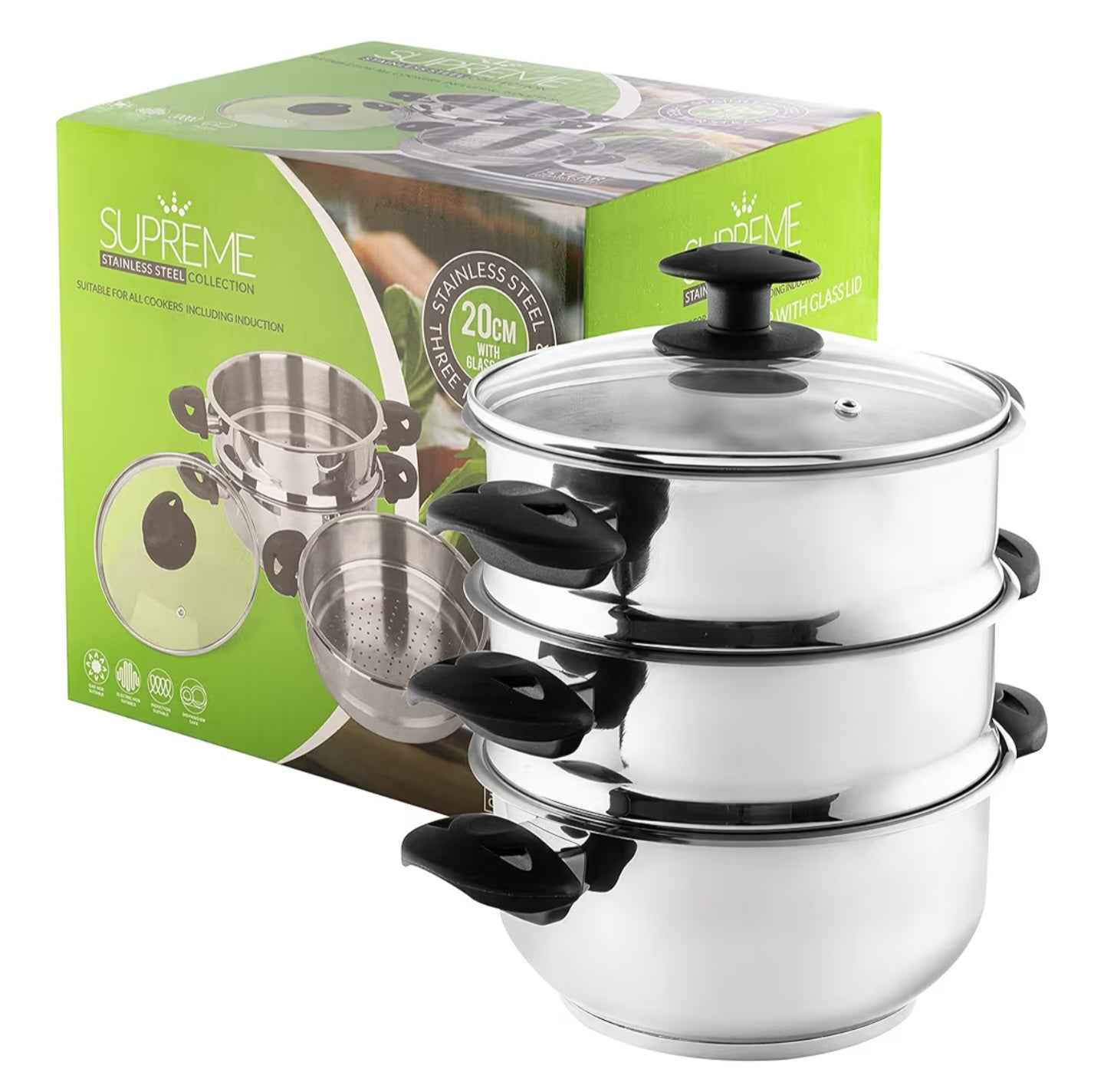 Pendeford Stainless Steel Collection 3 Tier Steamer