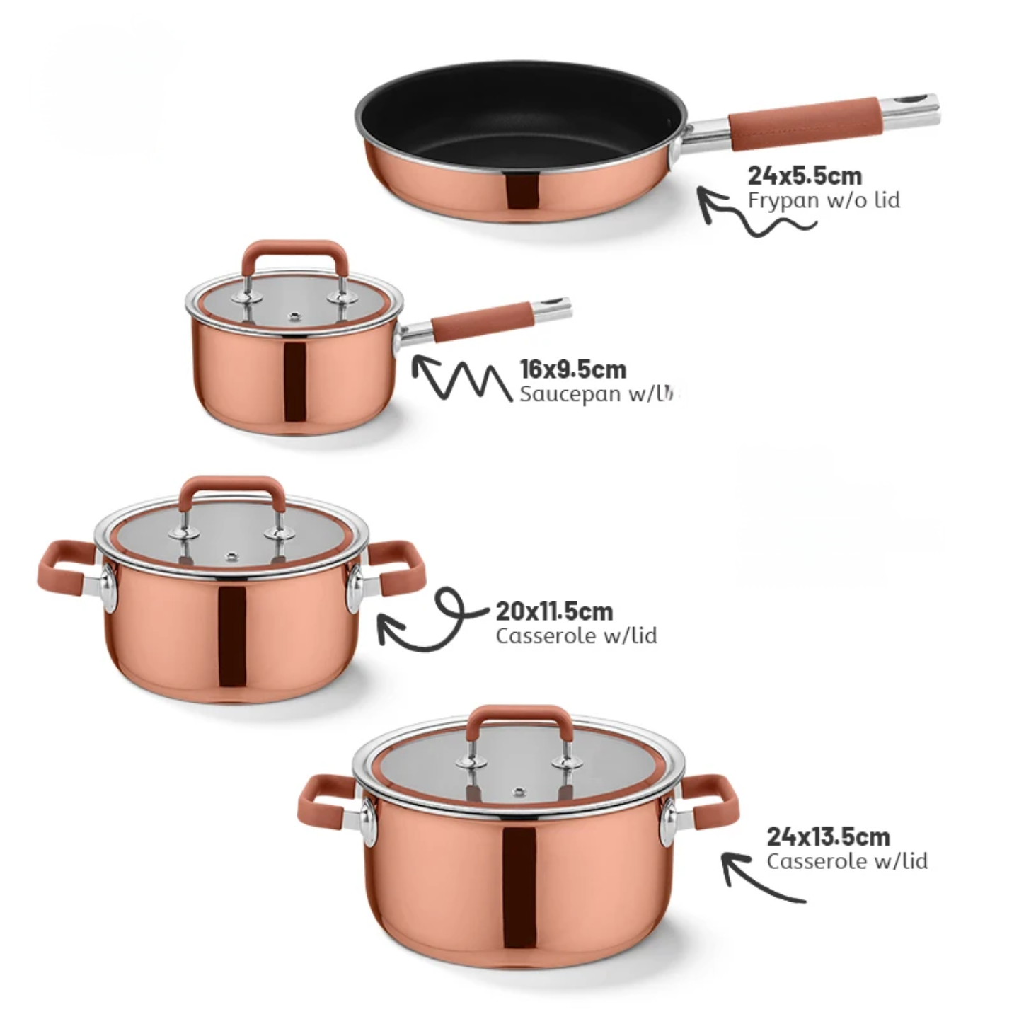 Aurelia Luxury Copper Cookware Set With Silcone Handles