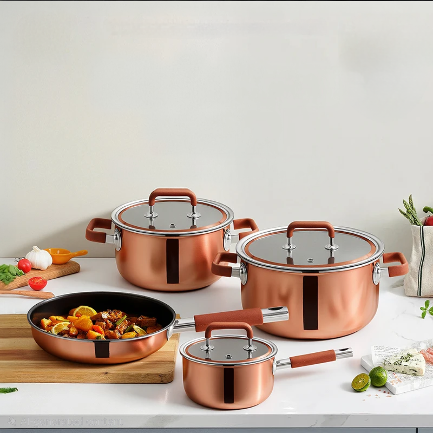 Aurelia Luxury Copper Cookware Set With Silcone Handles