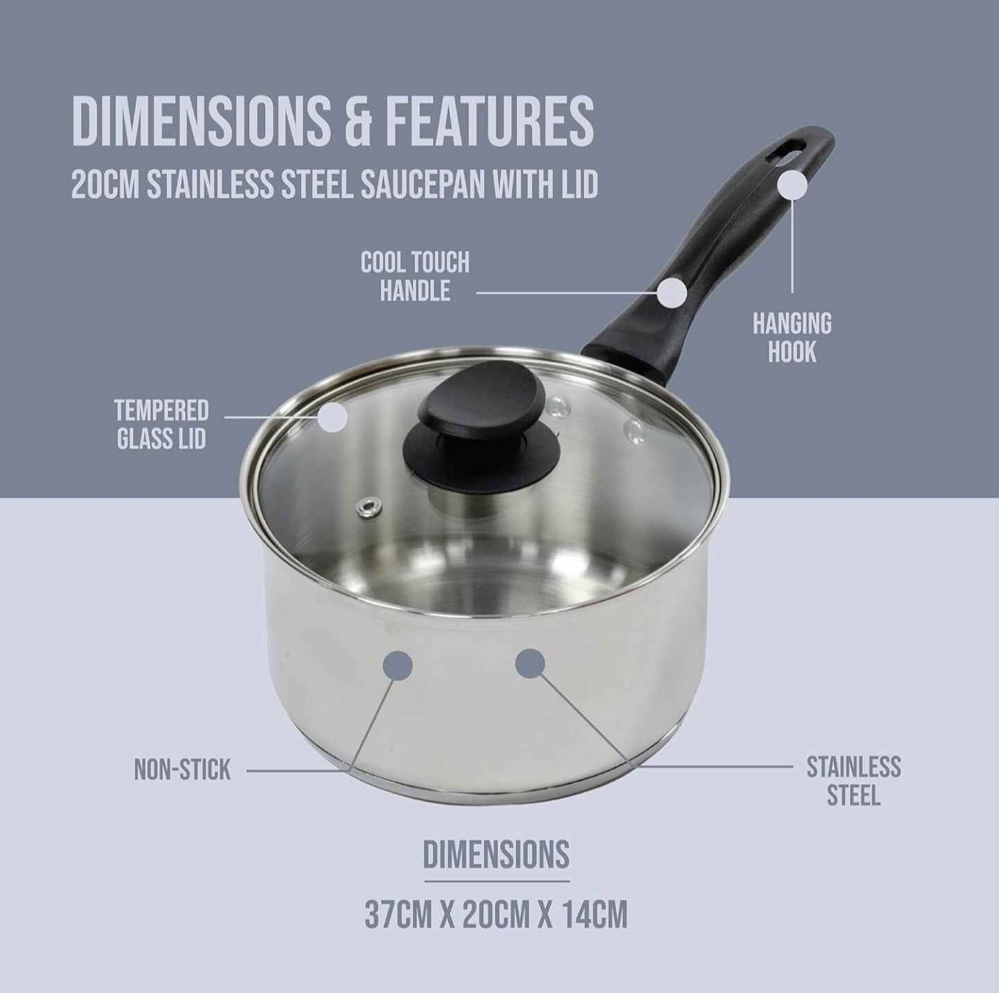 Blackmoor 16cm Stainless Steel Saucepan with Lid