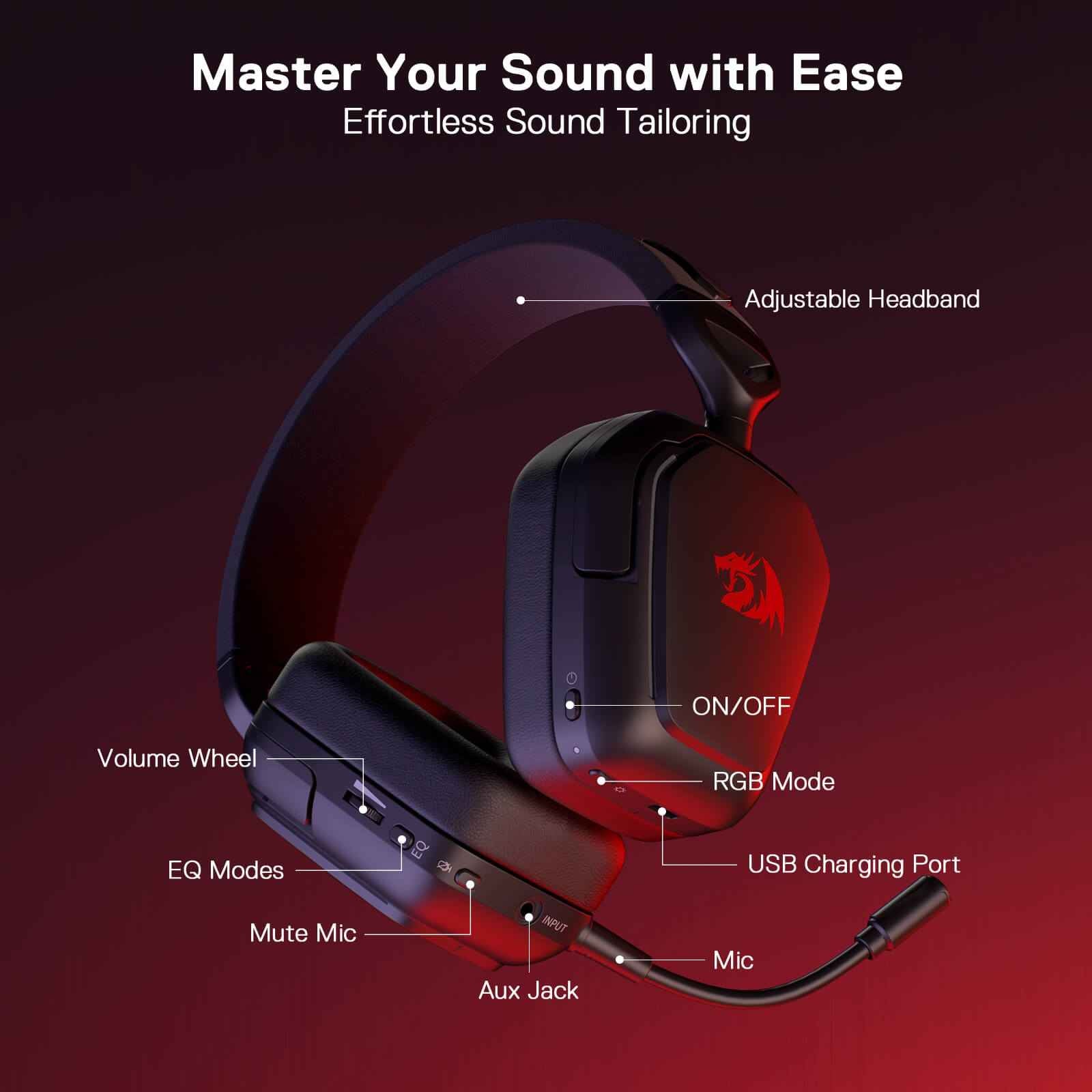 Redragon H868 Wireless RGB Gaming Headset