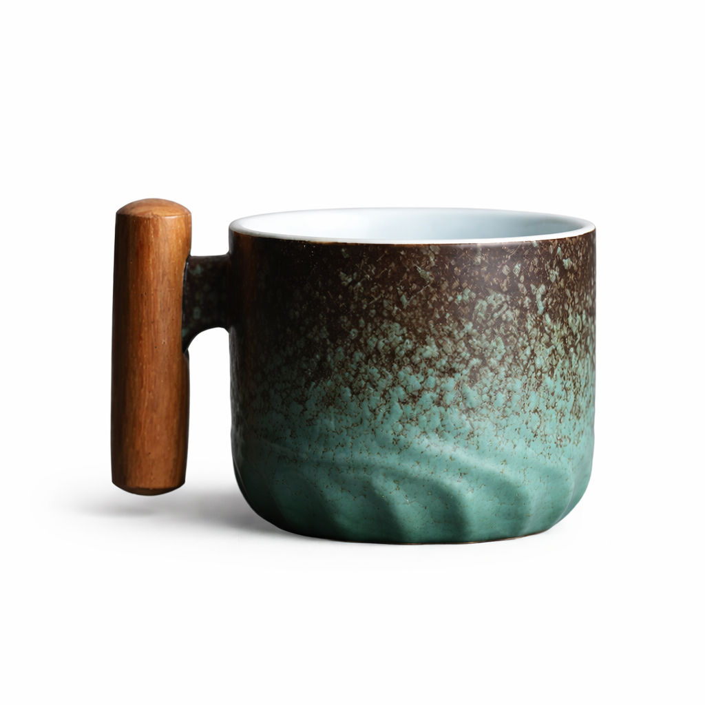 Oak Handle Stoneware Mug