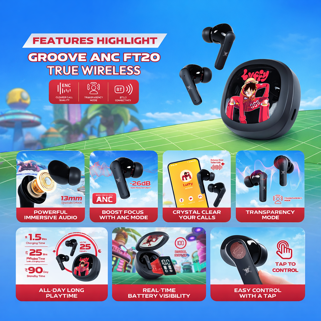 Fantech x One Piece GROOVE ANC FT20 Officially Licensed Wireless Earbuds