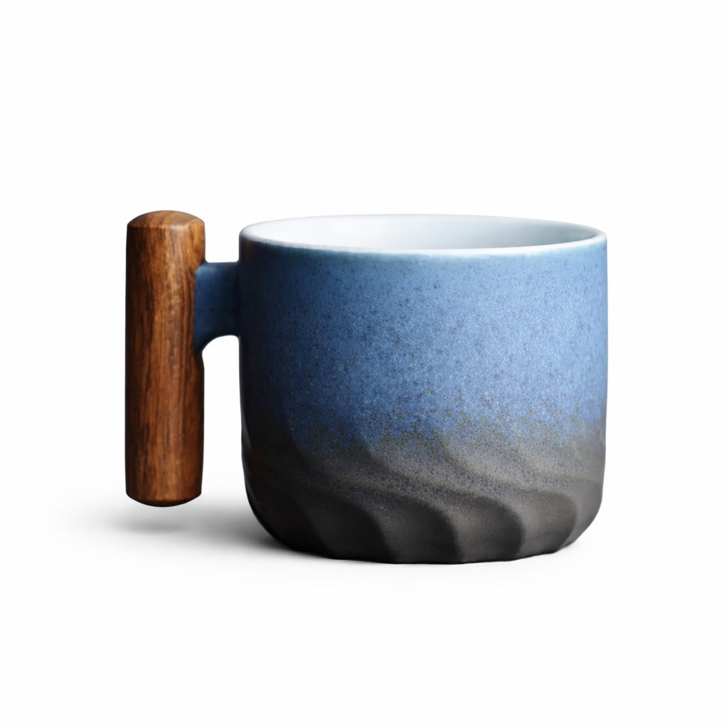 Oak Handle Stoneware Mug