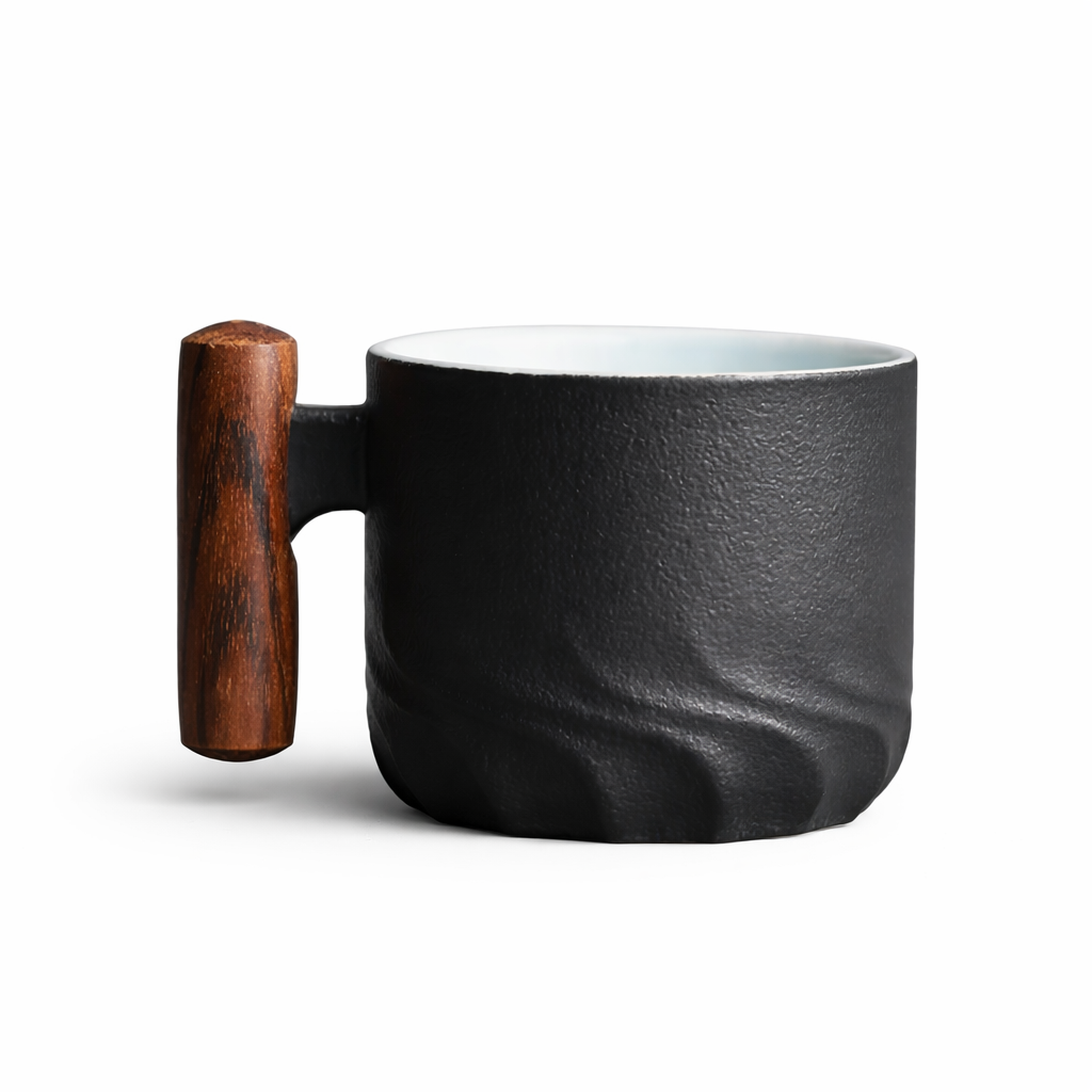 Oak Handle Stoneware Mug