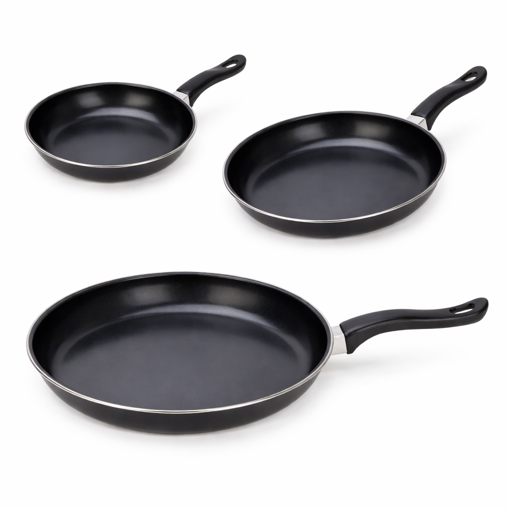 Basiks 3 Piece Carbon Steel Frying Pan Set