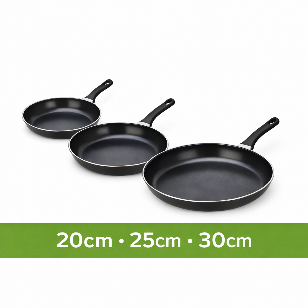 Basiks 3 Piece Carbon Steel Frying Pan Set