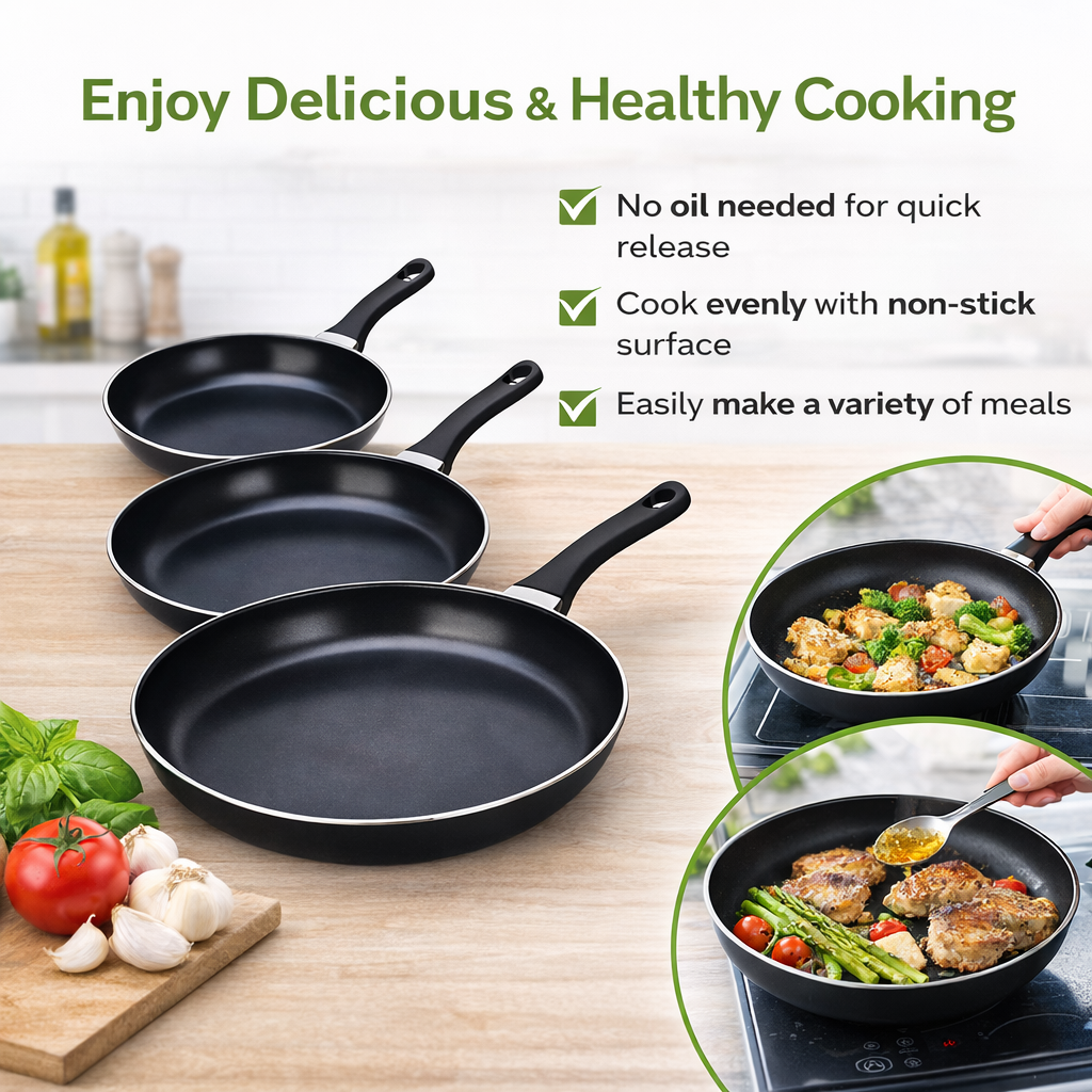 Basiks 3 Piece Carbon Steel Frying Pan Set