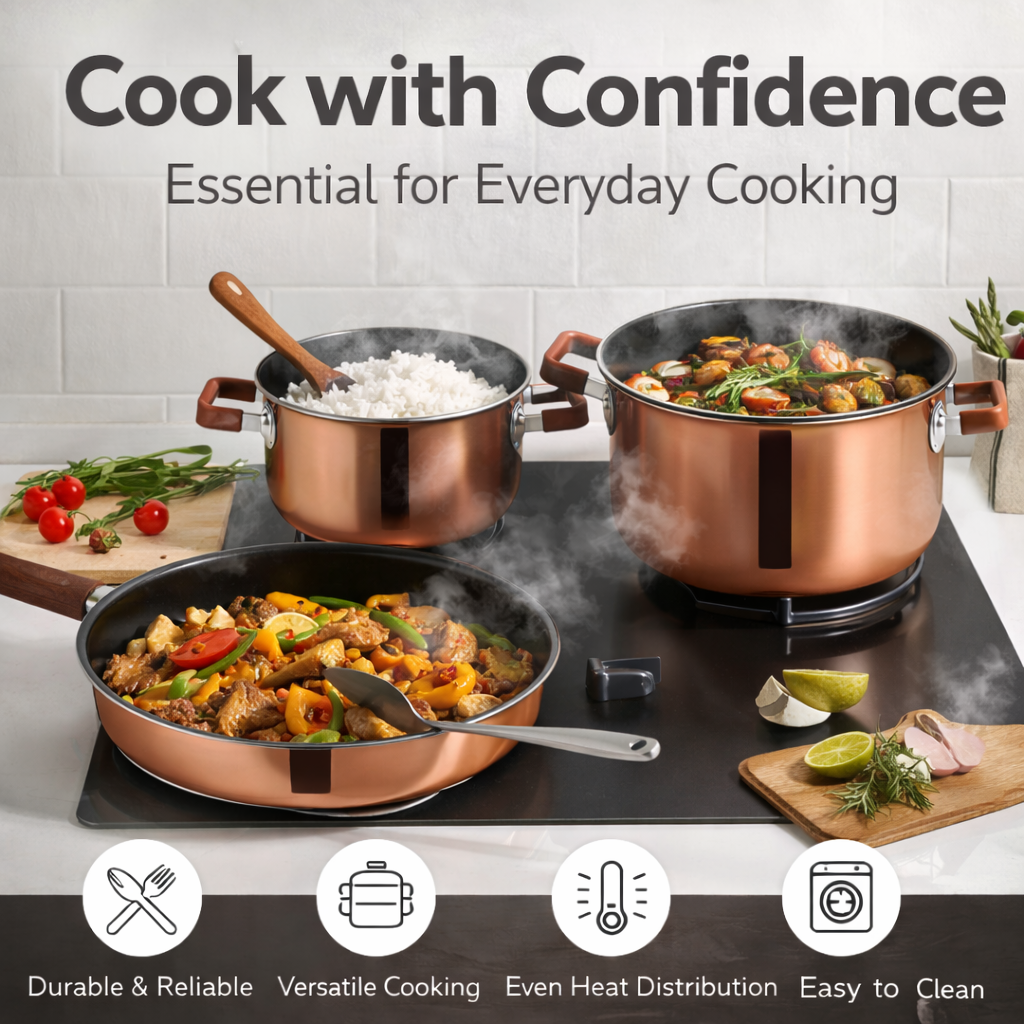 Aurelia Luxury Copper Cookware Set With Silcone Handles